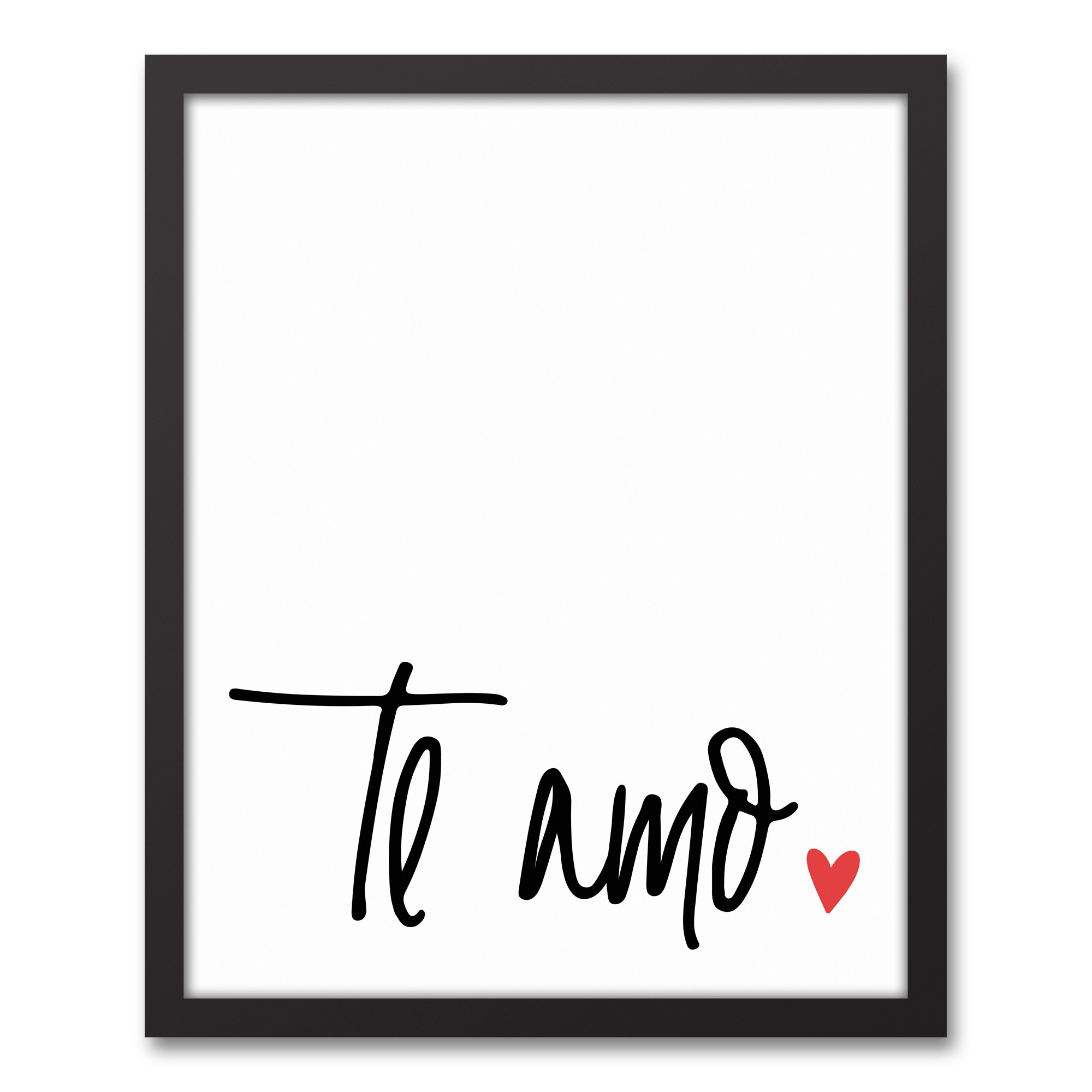 Te Amo Red Heart 16x20 Black Framed Canvas