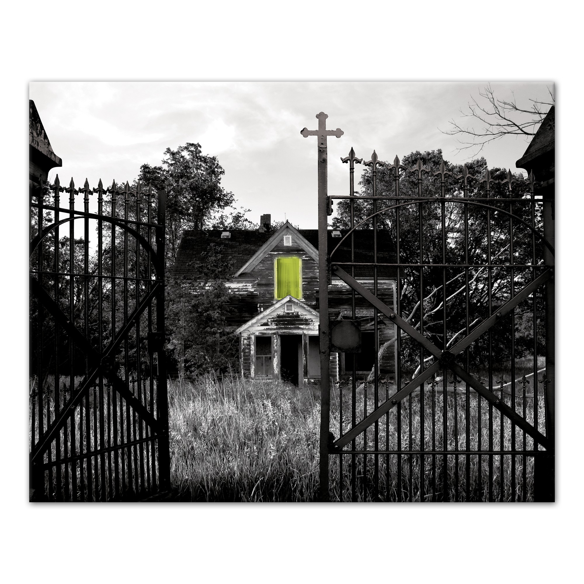 Haunted Gated Window 16x20 Canvas Wall Art