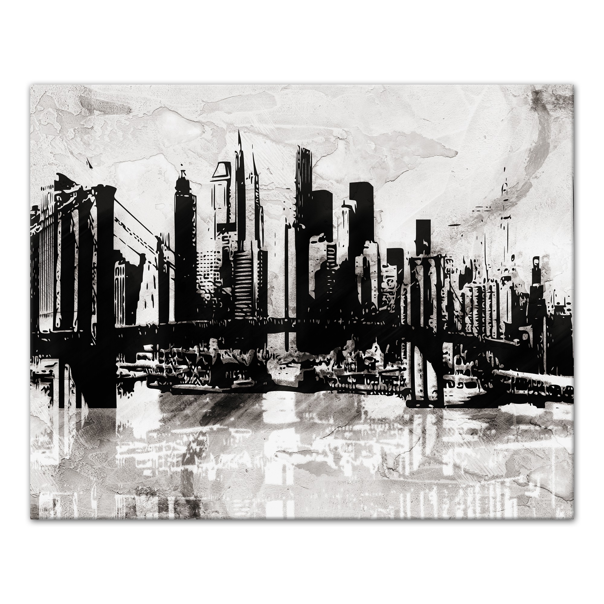 Black and White Graffiti City Skyline 16x20 Canvas Wall Art