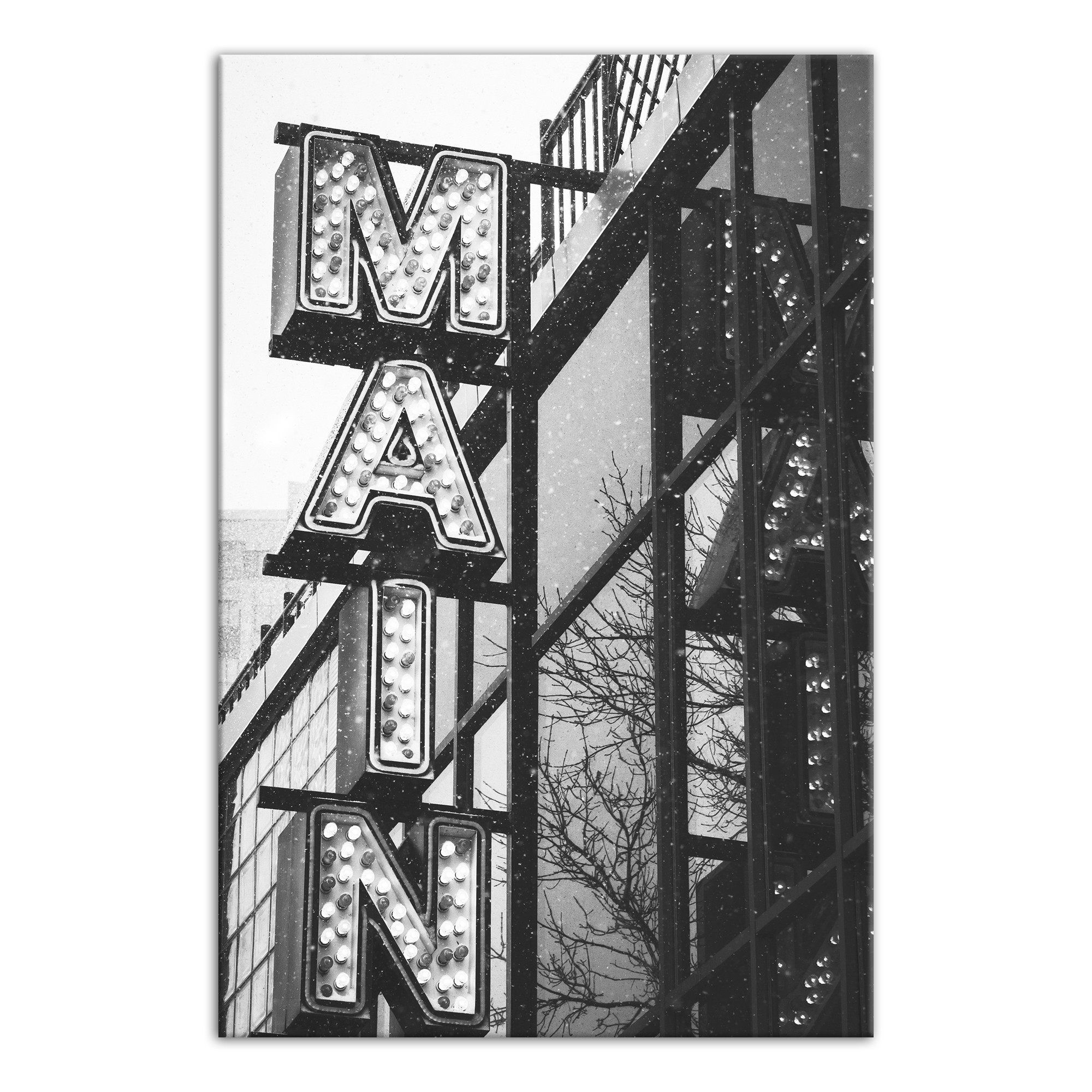 Black and White Main Street City Sign 11x14 Canvas Wall Art