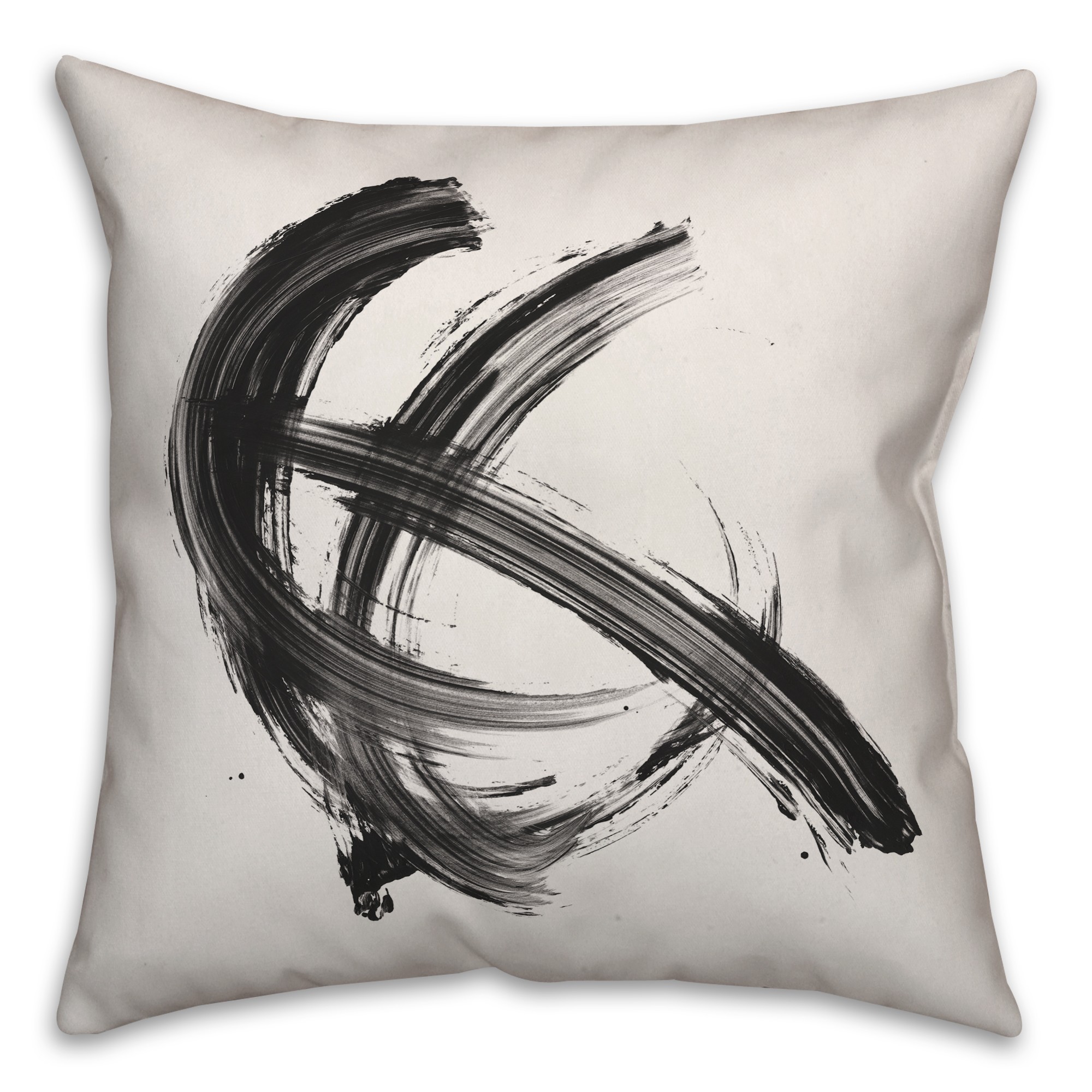 Black Brush Strokes 18x18 Spun Poly Pillow