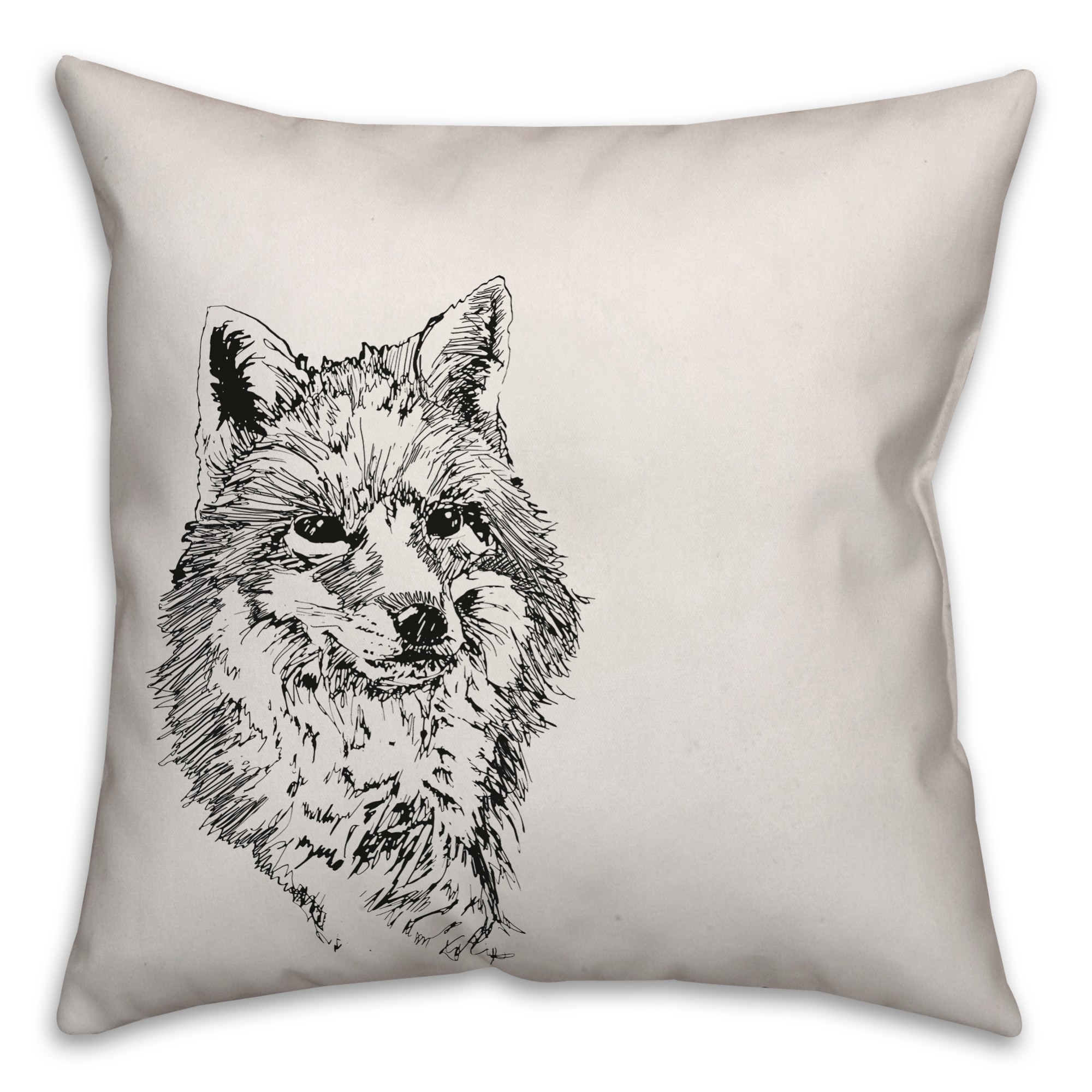 Fox Sketch 18x18 Spun Poly Pillow