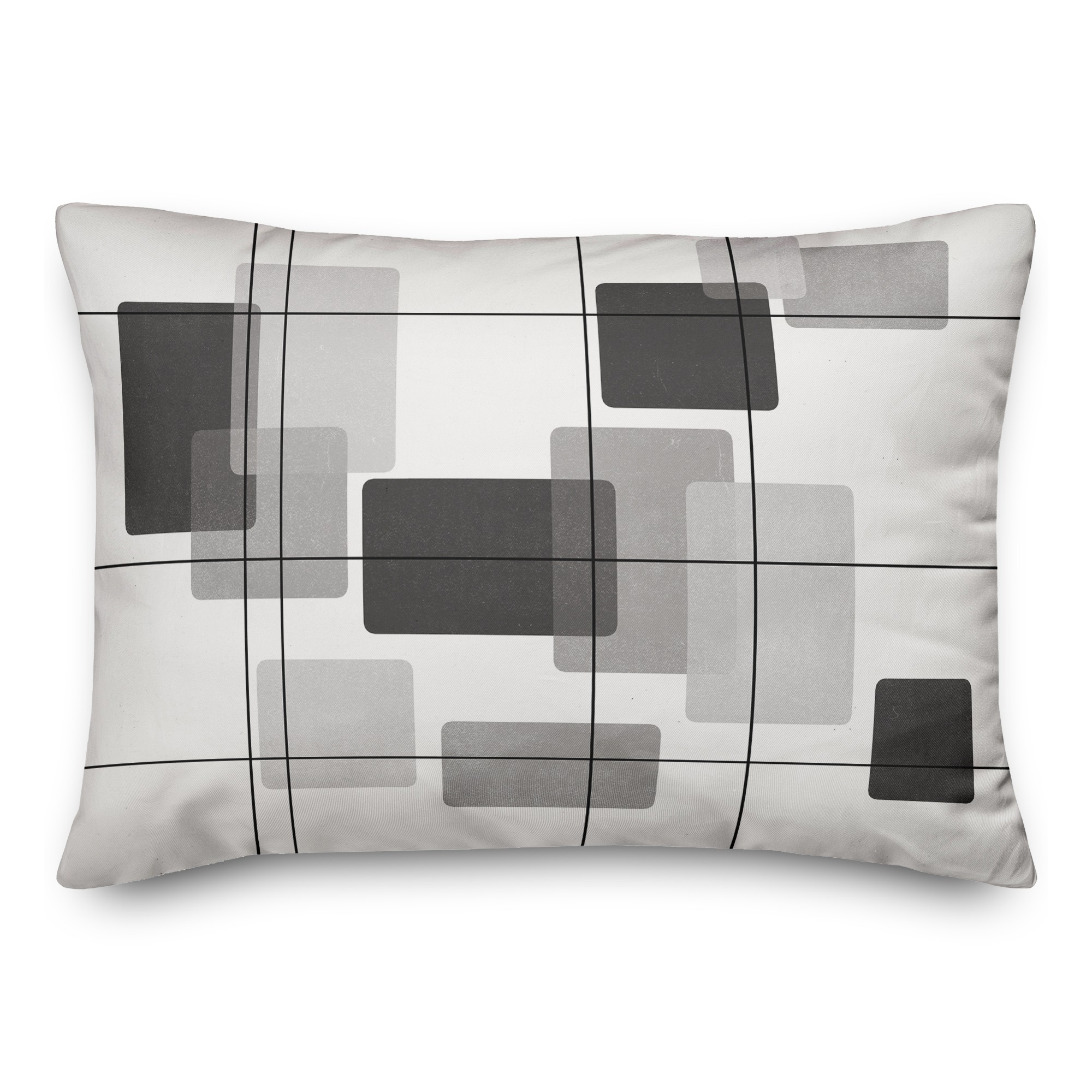 Mid-Mod Black and White Rectangles 14x20 Spun Poly Pillow