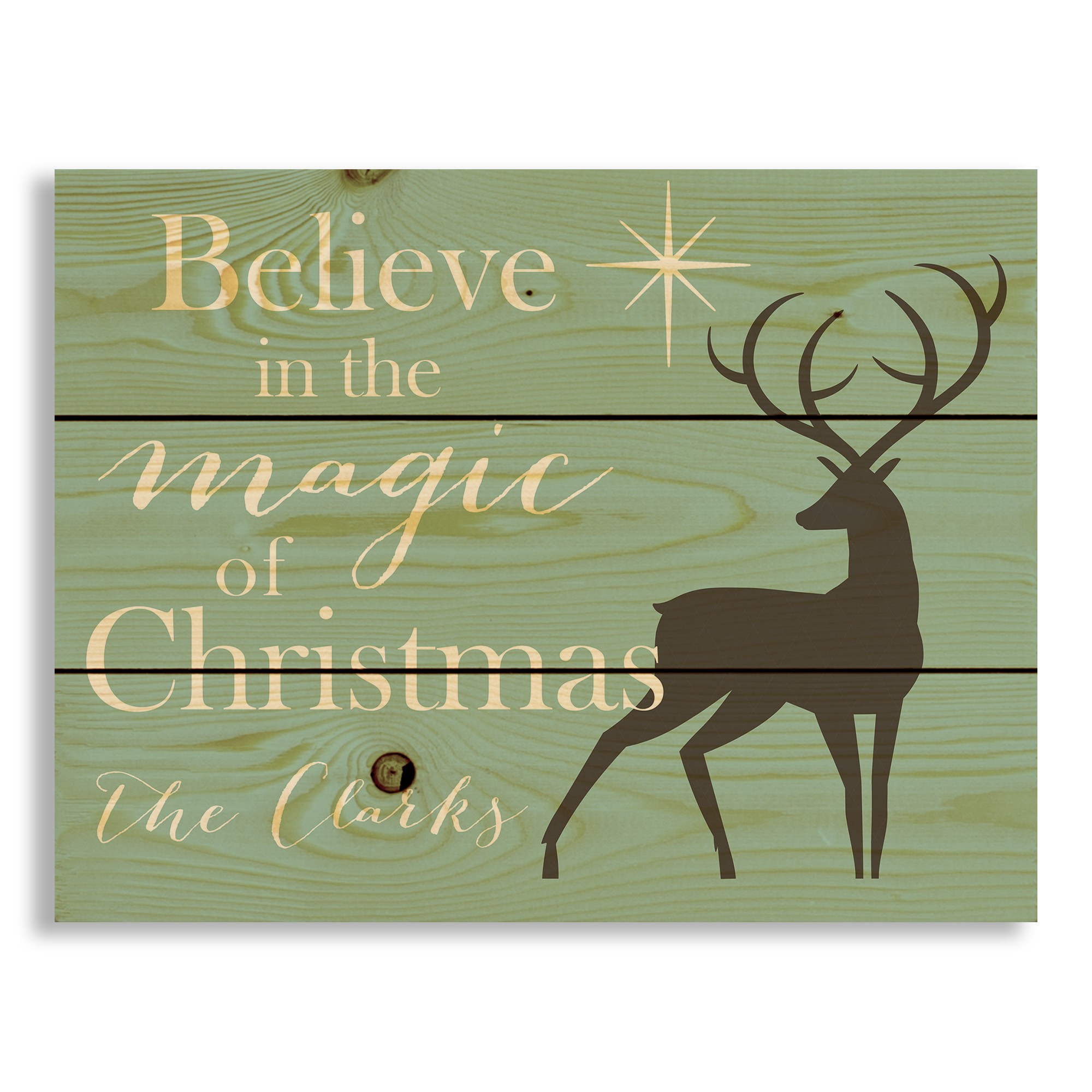 Believe in the Magic of Christmas 14x10.5 Personalized Pallet Wood Art