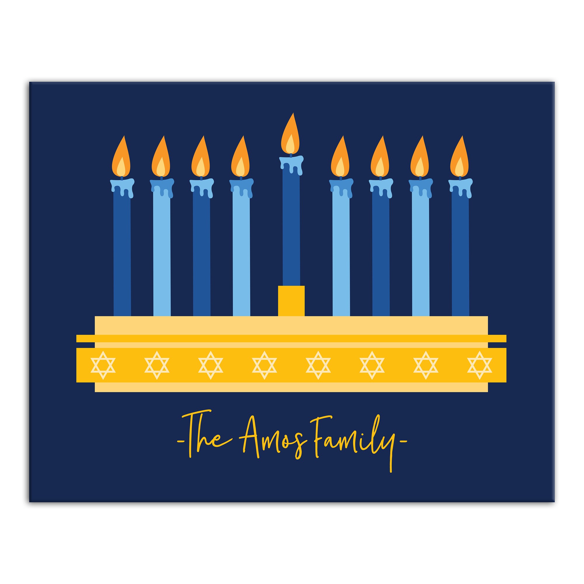 Fully Lit Menorah 16x20 Personalized Canvas Wall Art