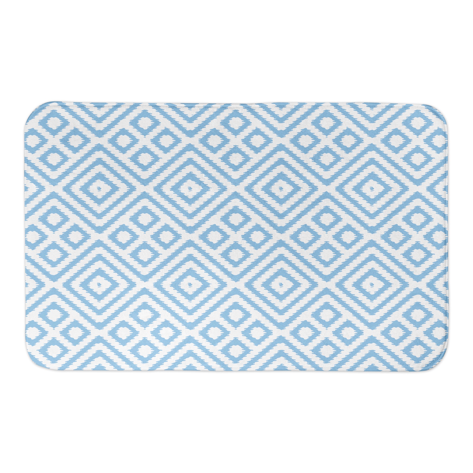 Blue Ikat Print 34x21 Bath Mat