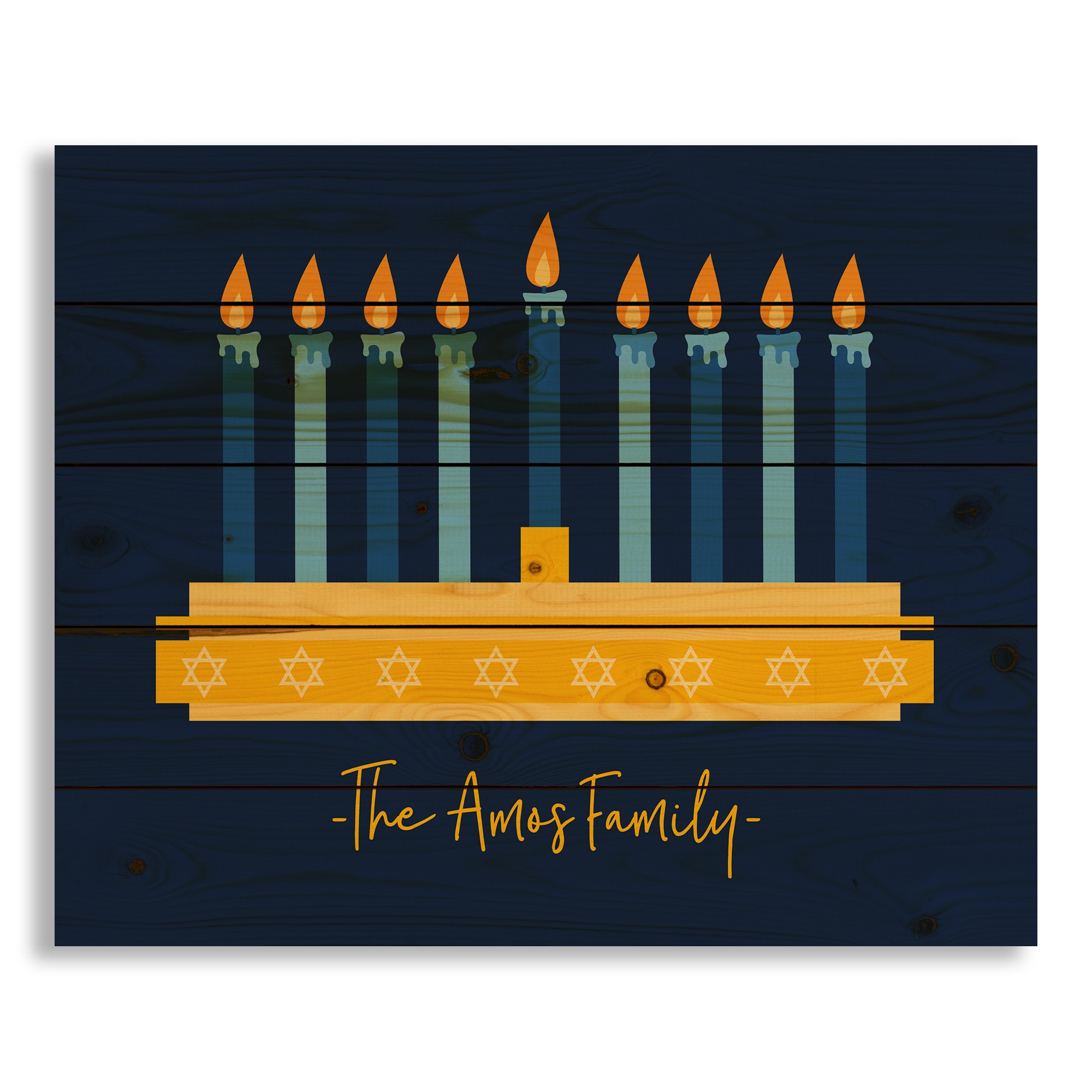 Lit Menorah 22x18 Personalized Pallet Wood Art