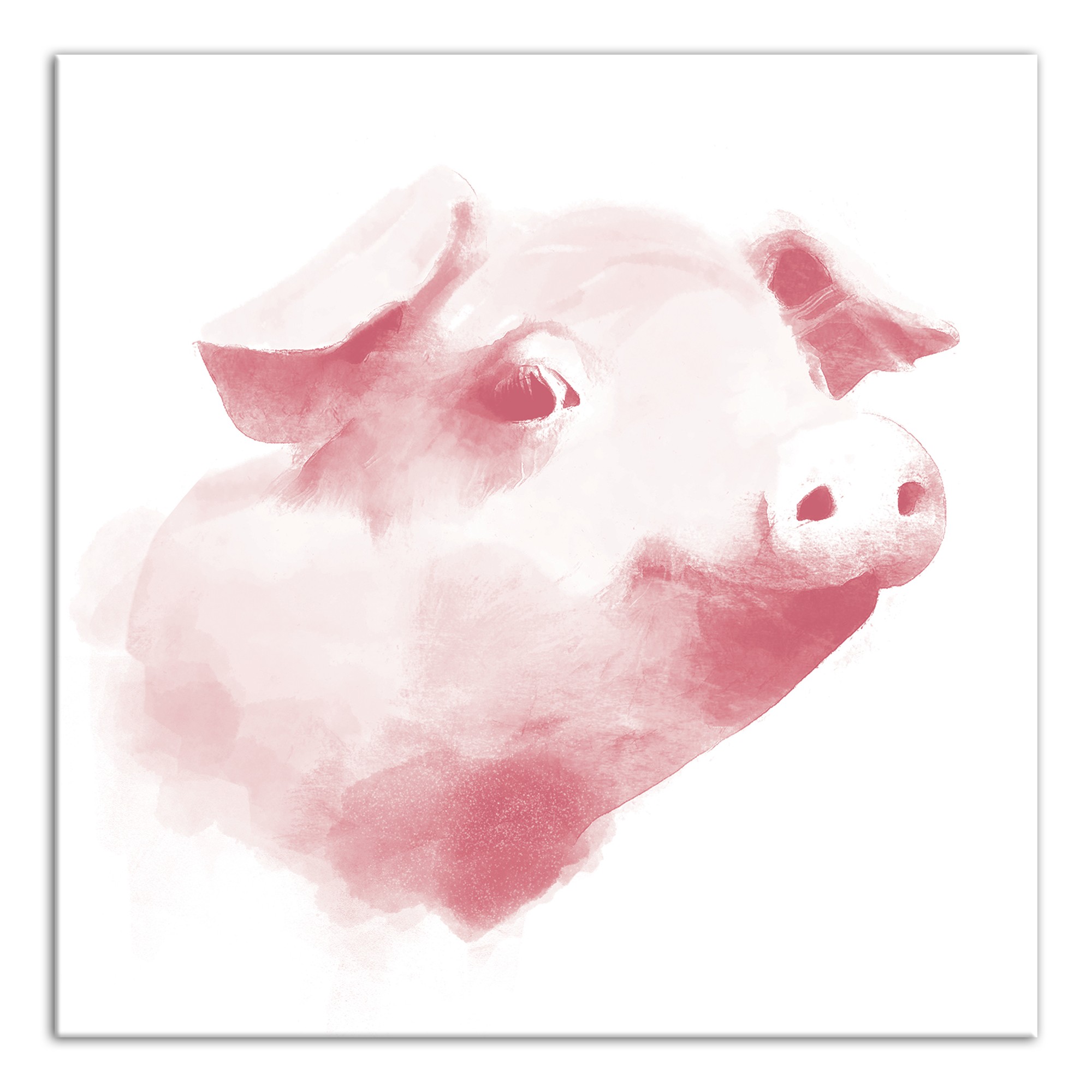 Pinky Piggy Portrait 12x12 Canvas Wall Art
