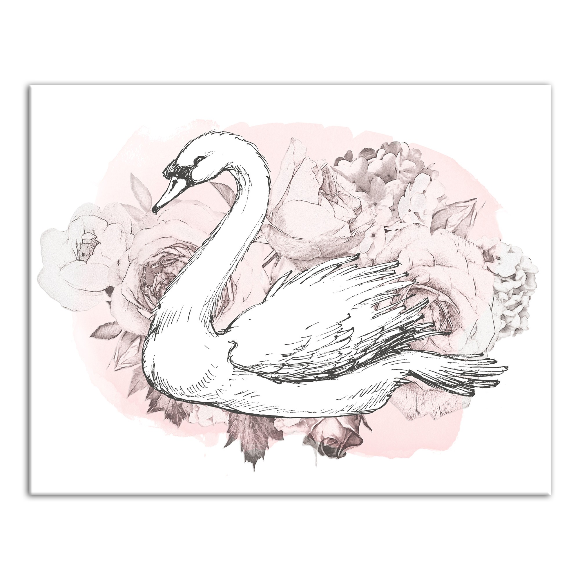 Floral Swan 11x14 Canvas Wall Art
