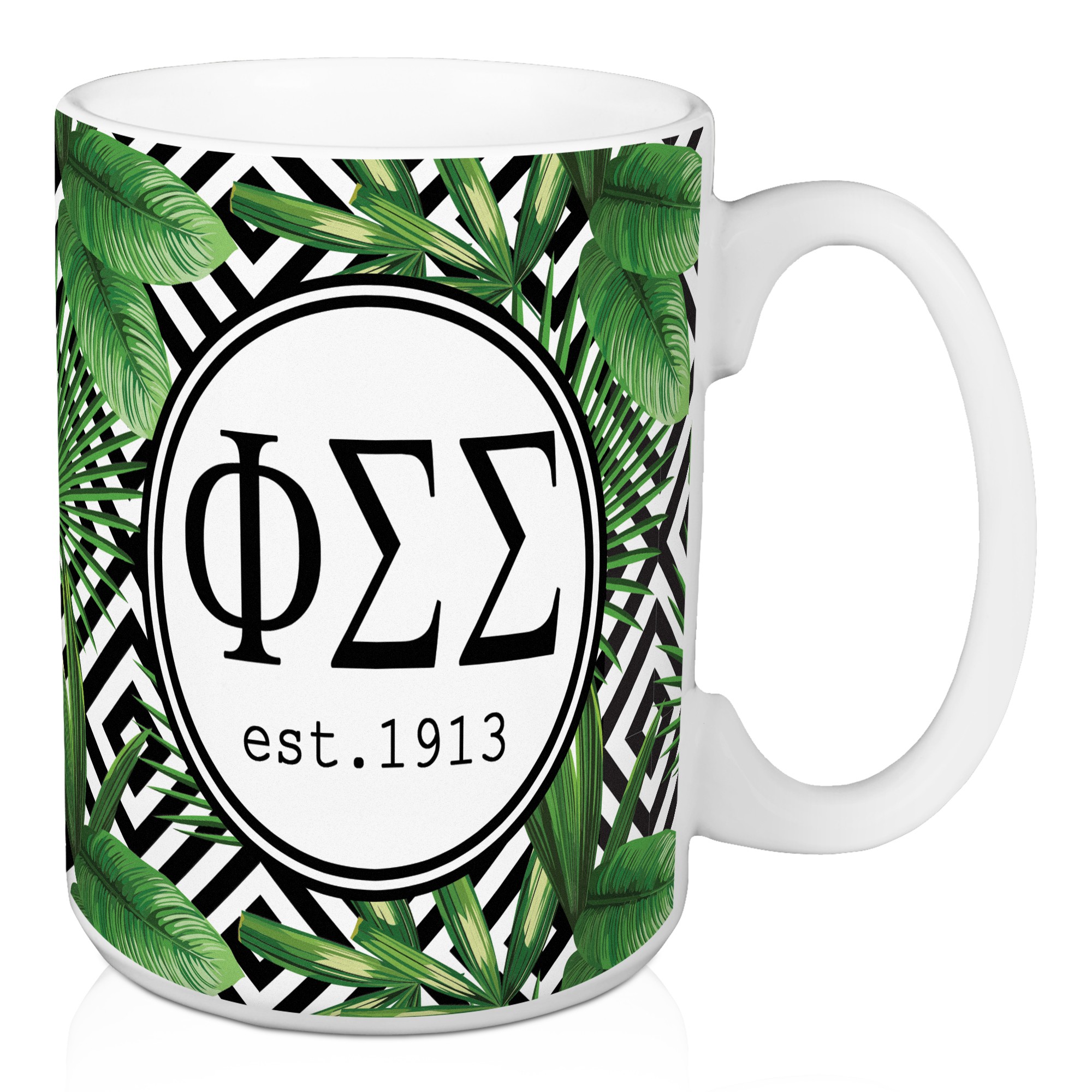 Phi Sigma Sigma Tropical Palm 15 oz Mug