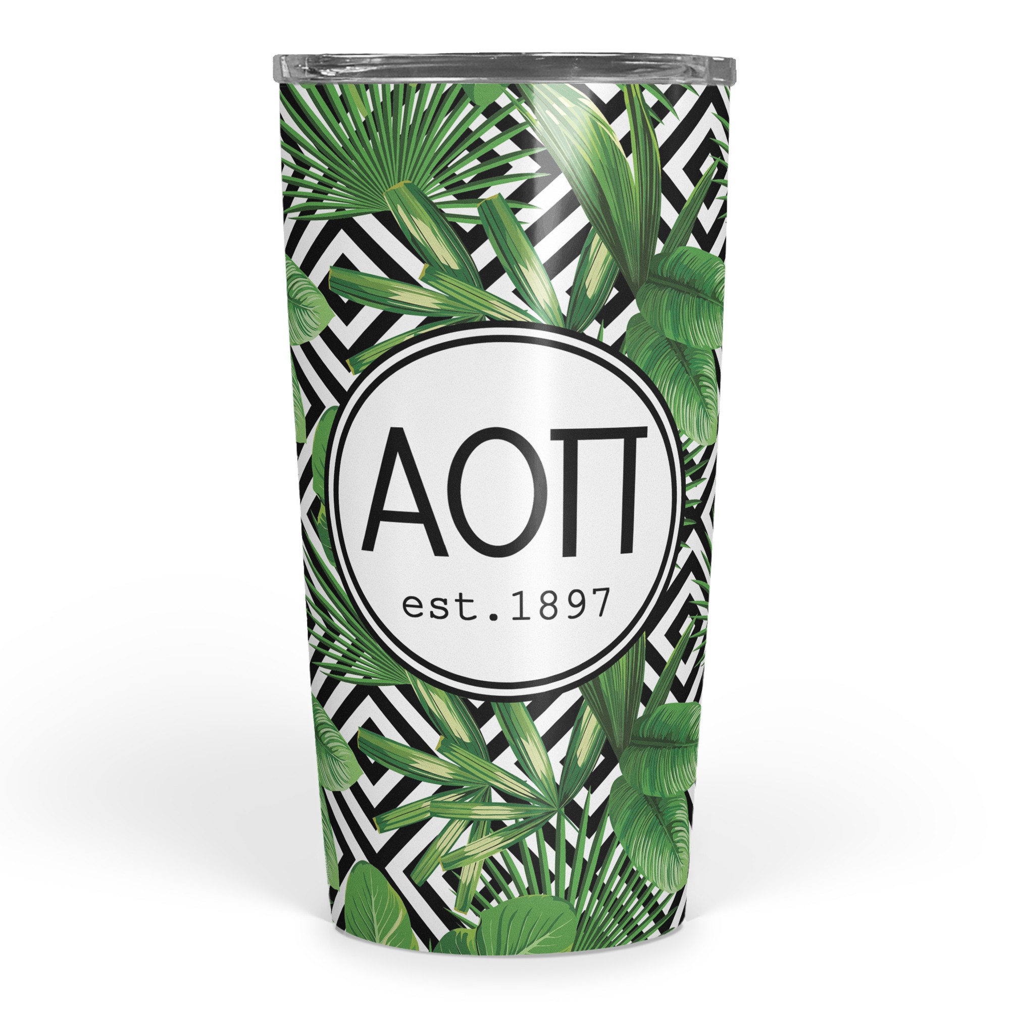 Alpha Xi Delta Tropical Palm 20 oz Tumbler