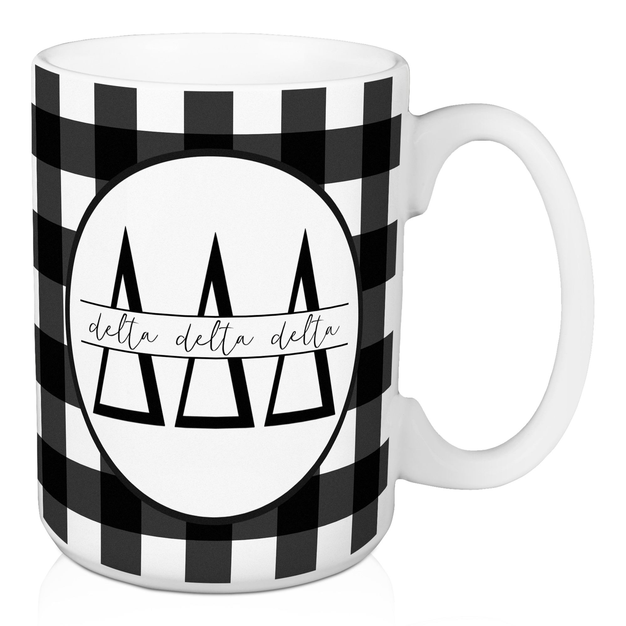 Delta Delta Delta Buffalo Check 15 oz Mug