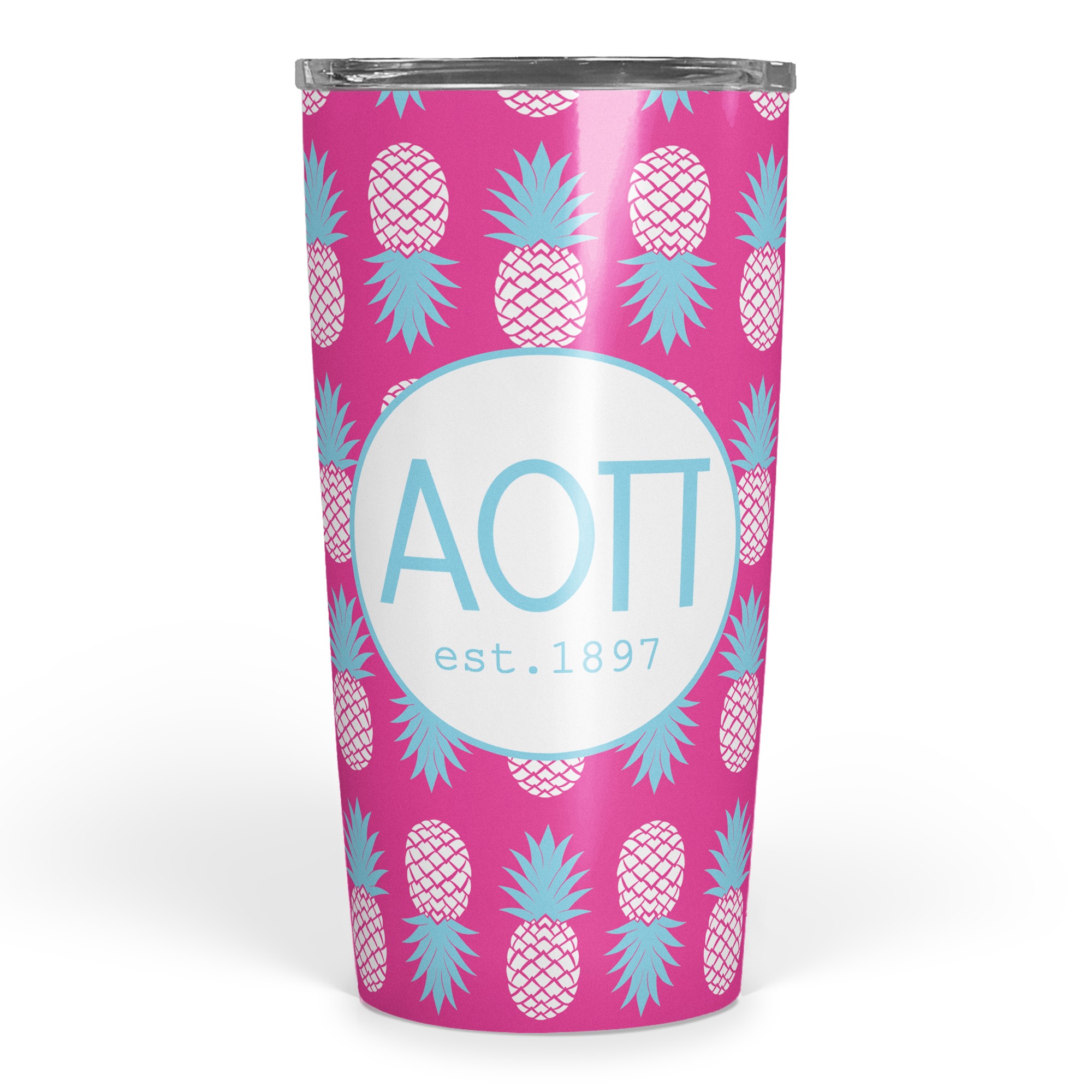 Alpha Omicron Pi Tropical Pineapple 20 oz Tumbler