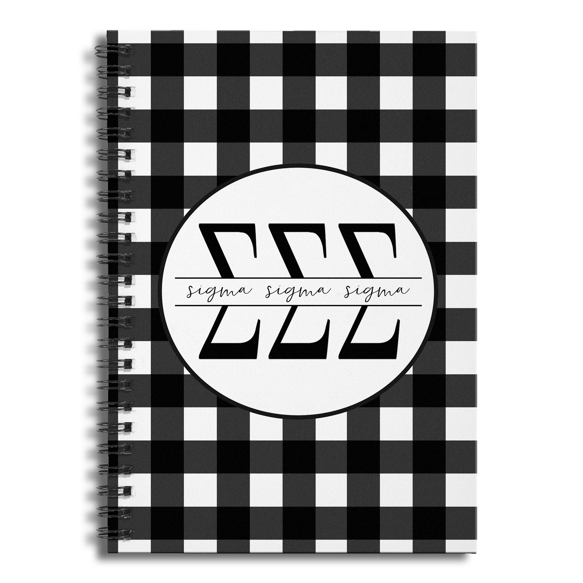 Sigma Sigma Sigma Buffalo Check 6x8 Ruled Spiral Notebook