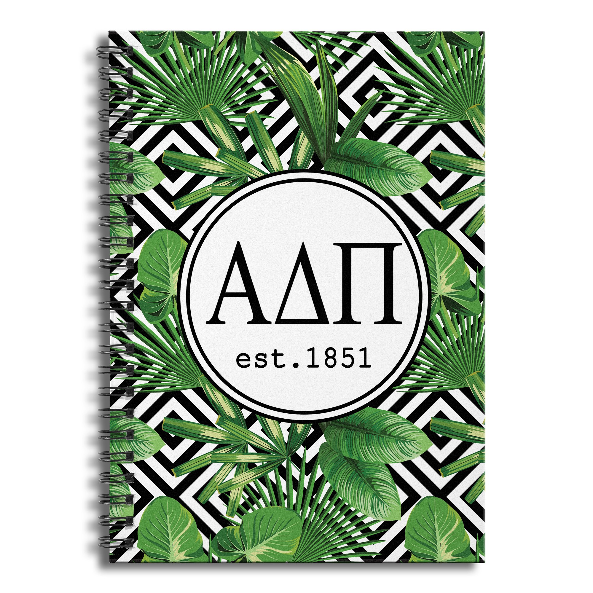 Alpha Delta Pi Tropical Palms 6x8 Ruled Spiral Notebook
