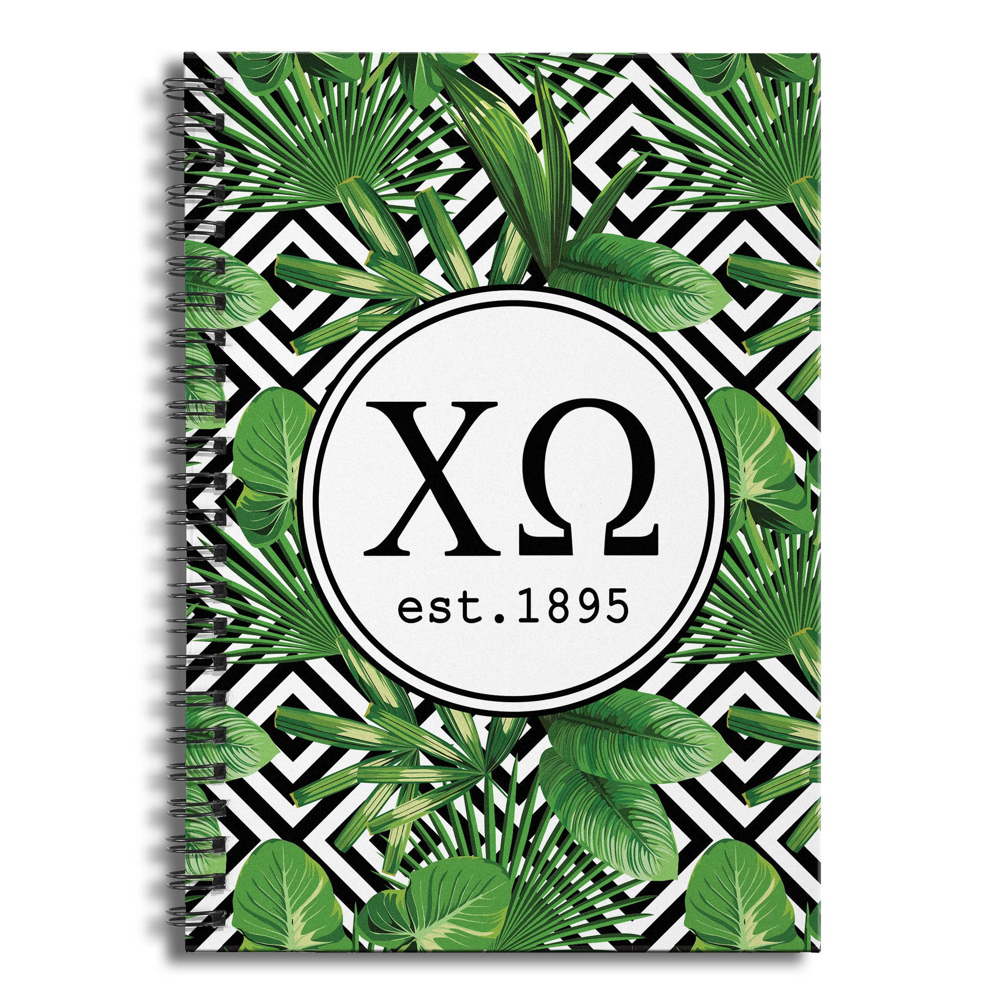 Chi Omega Tropical Palms 6x8 Ruled Spiral Notebook