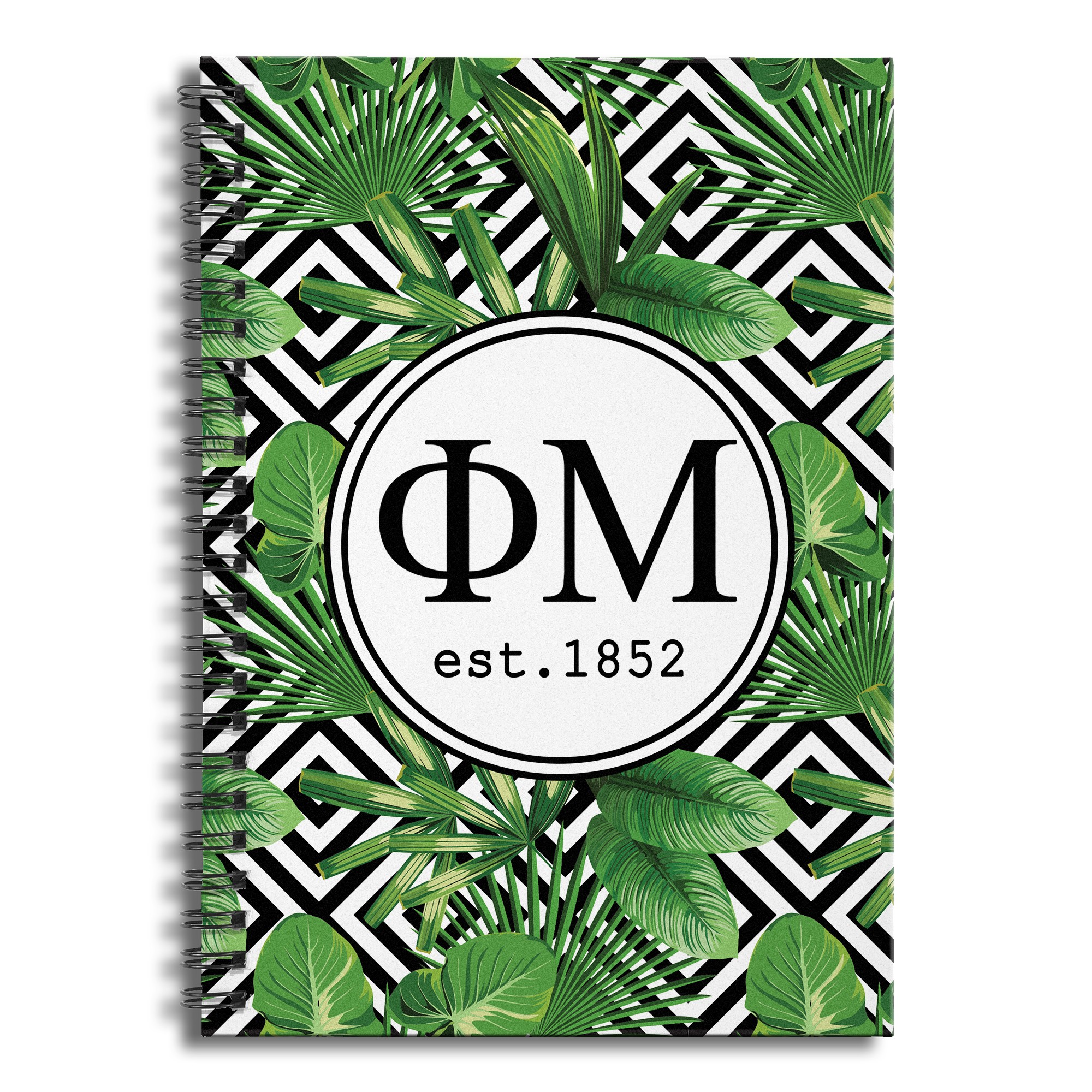 Phi Mu Tropical Palms 6x8 Ruled Spiral Notebook