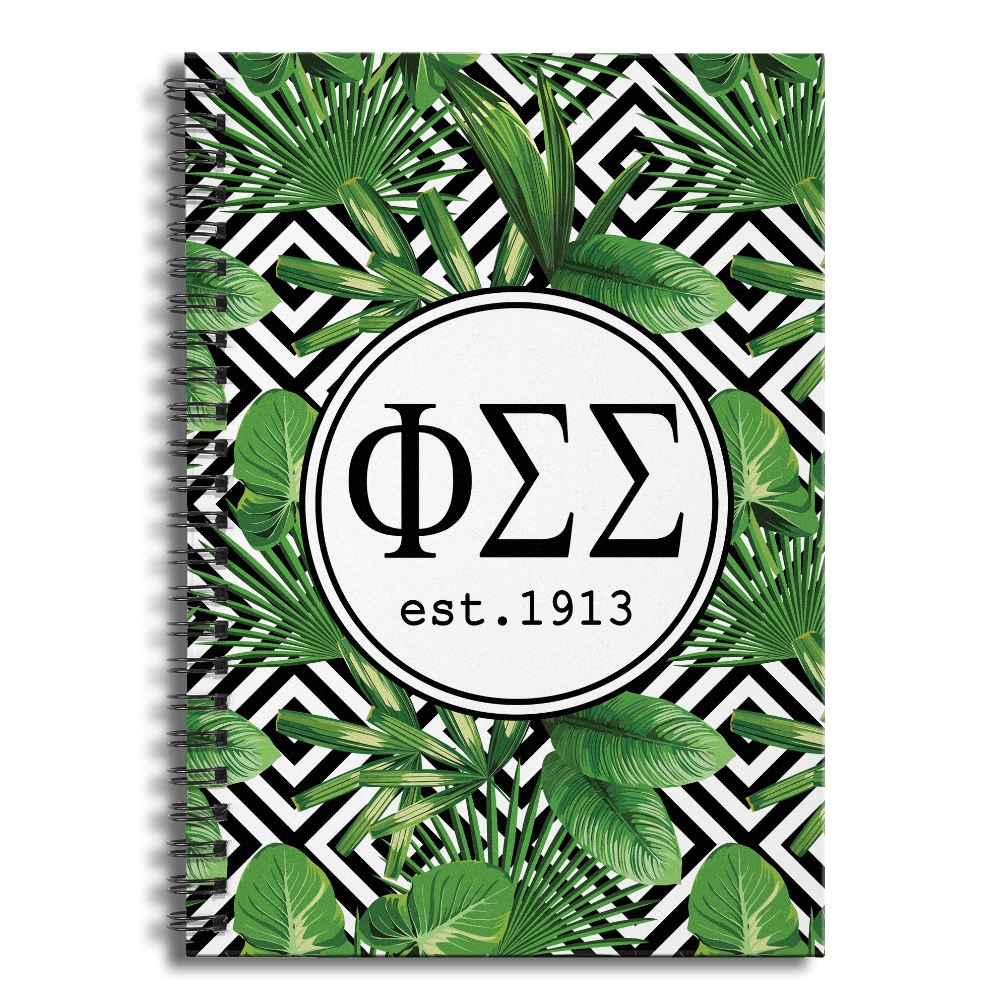 Phi Sigma Sigma Tropical Palms 6x8 Ruled Spiral Notebook