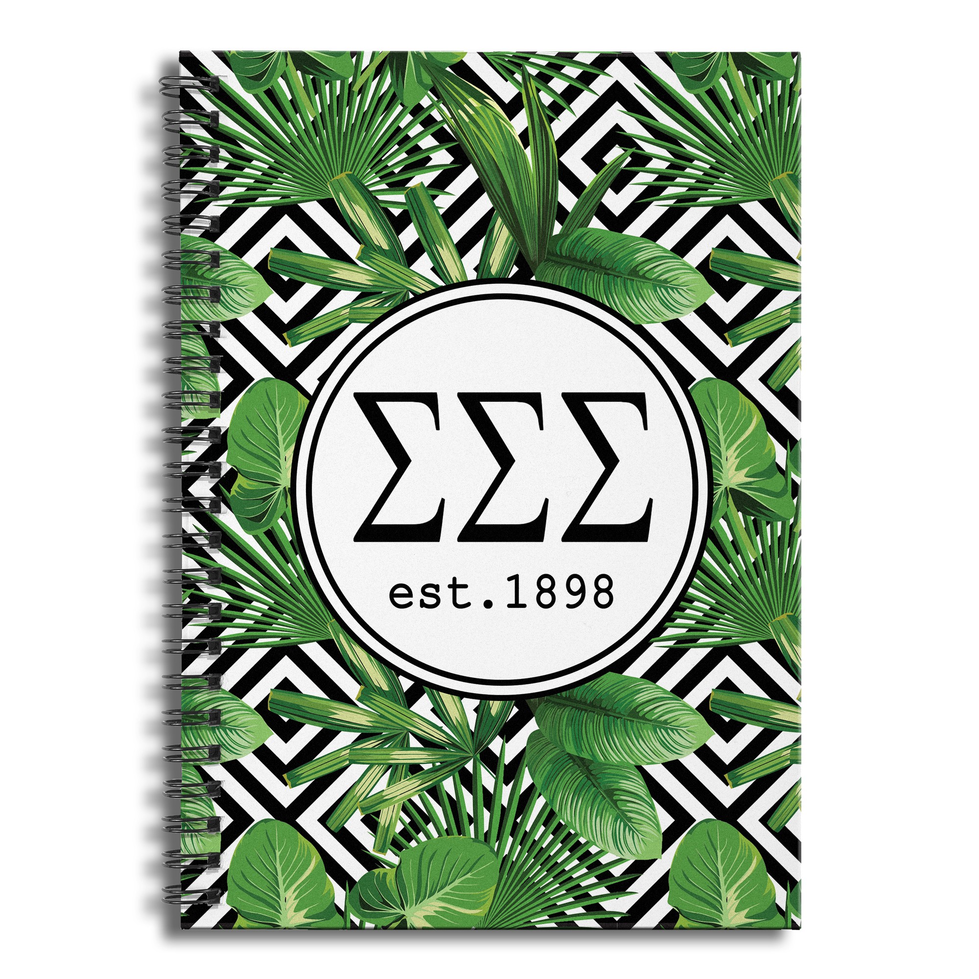 Sigma Sigma Sigma Tropical Palms 6x8 Ruled Spiral Notebook