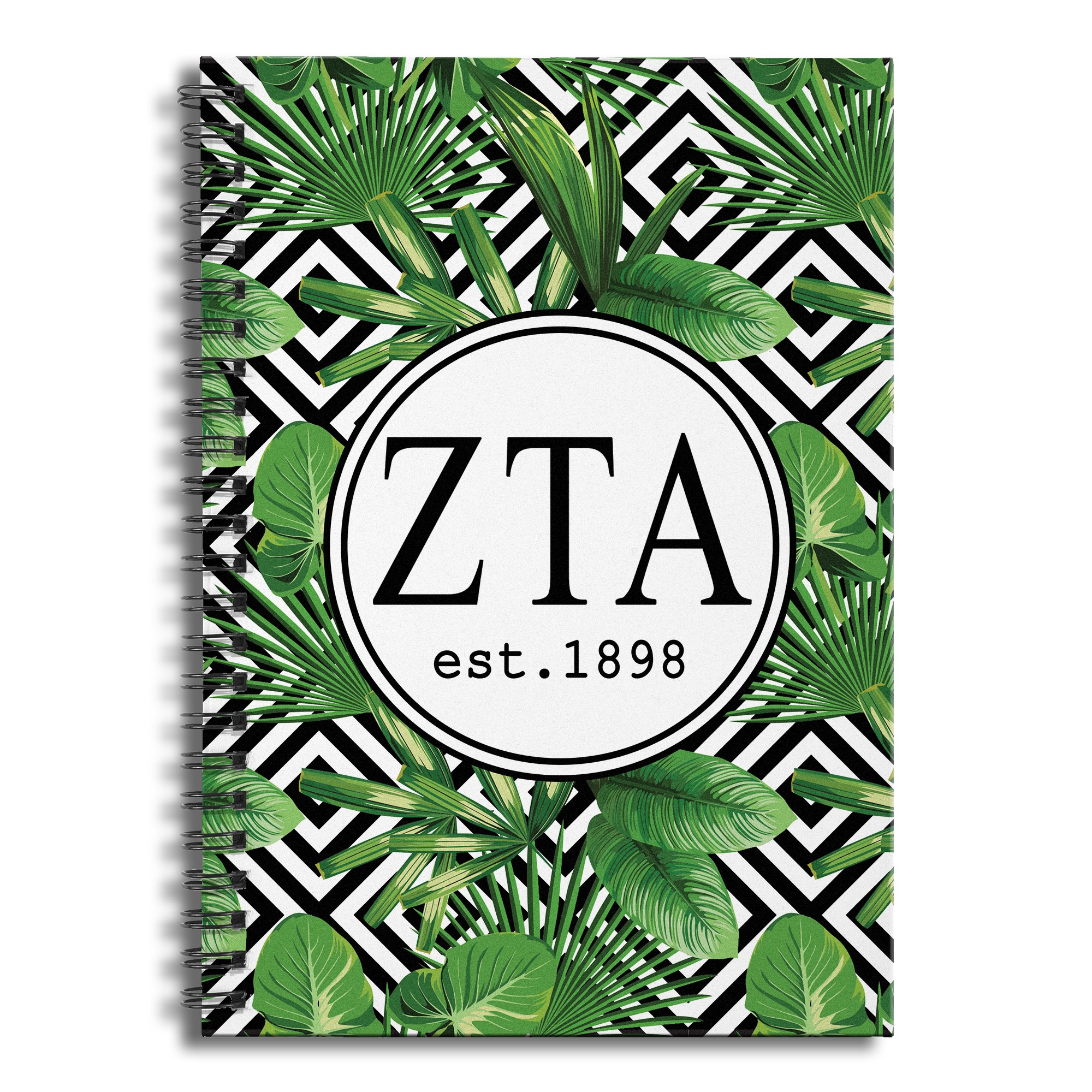 Zeta Tau Alpha Tropical Palms 6x8 Ruled Spiral Notebook
