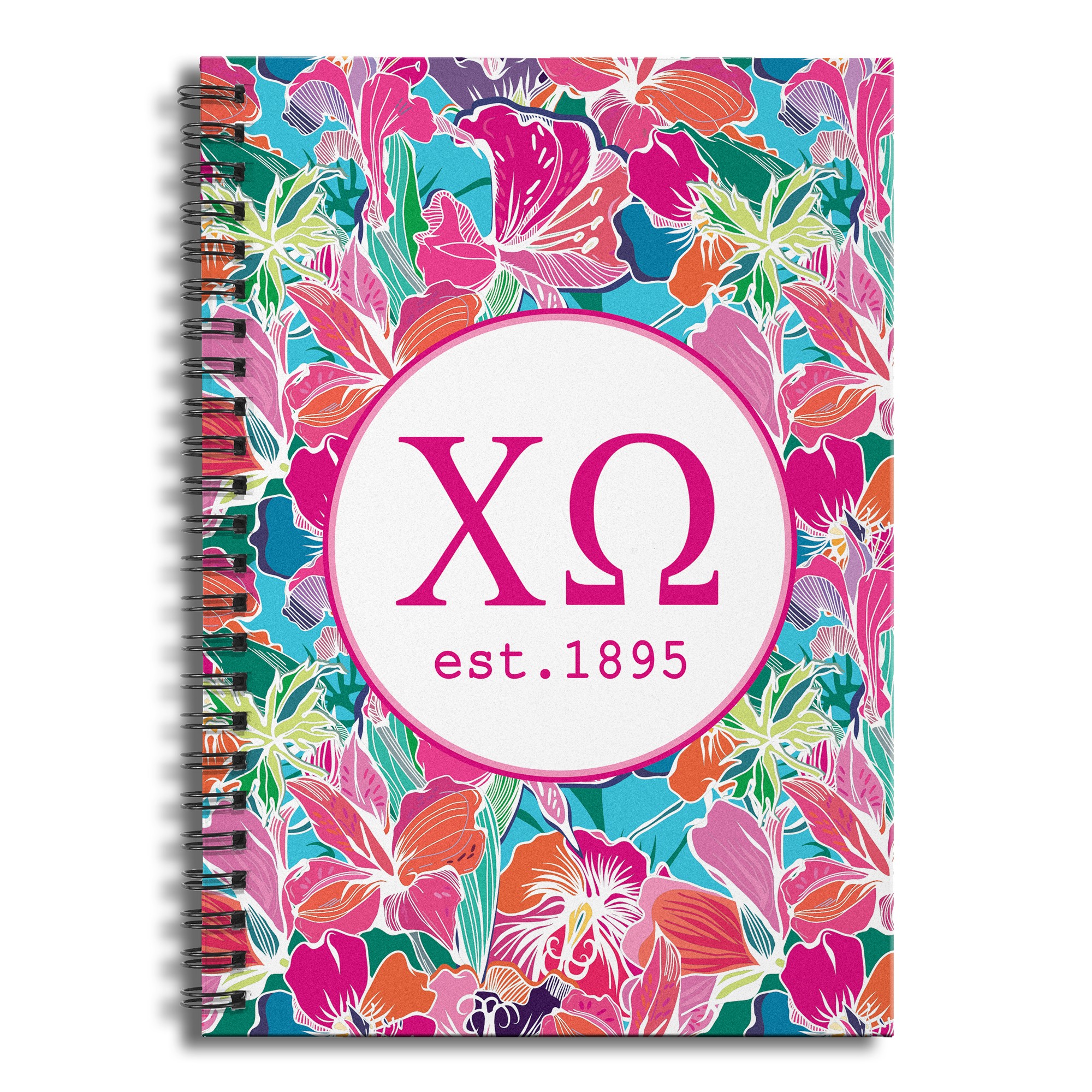 Chi Omega Bright Florals 6x8 Ruled Spiral Notebook