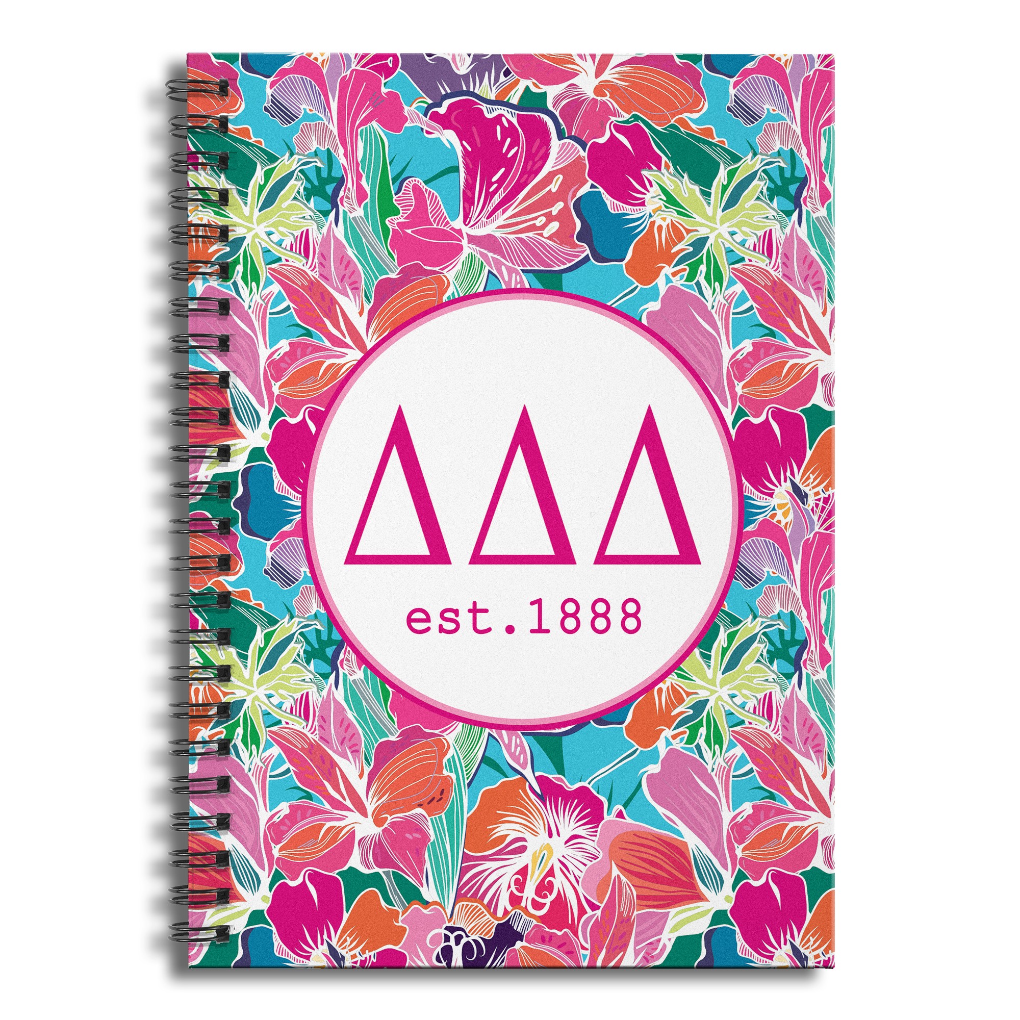 Delta Delta Delta Bright Florals 6x8 Ruled Spiral Notebook
