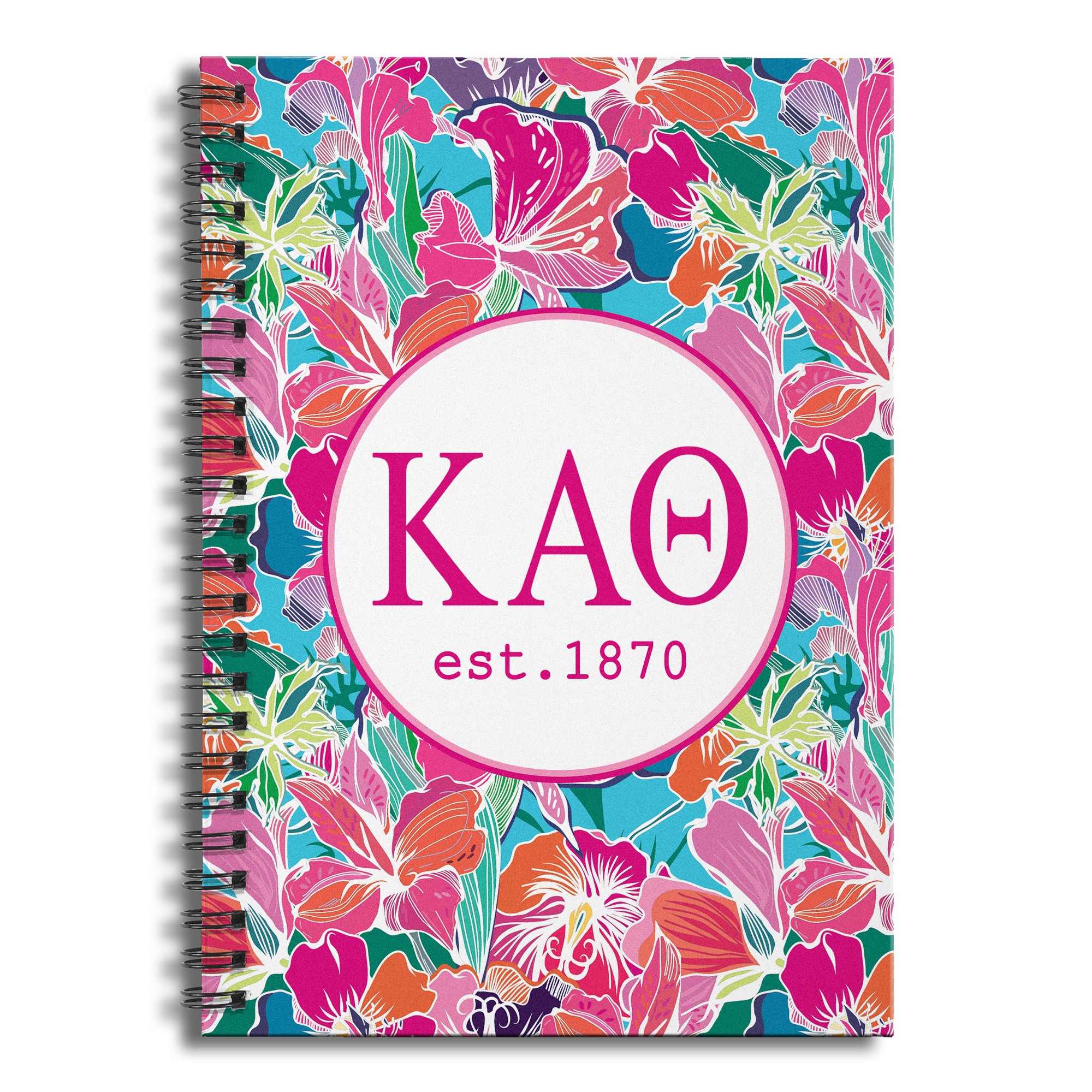 Kappa Alpha Theta Bright Florals 6x8 Ruled Spiral Notebook
