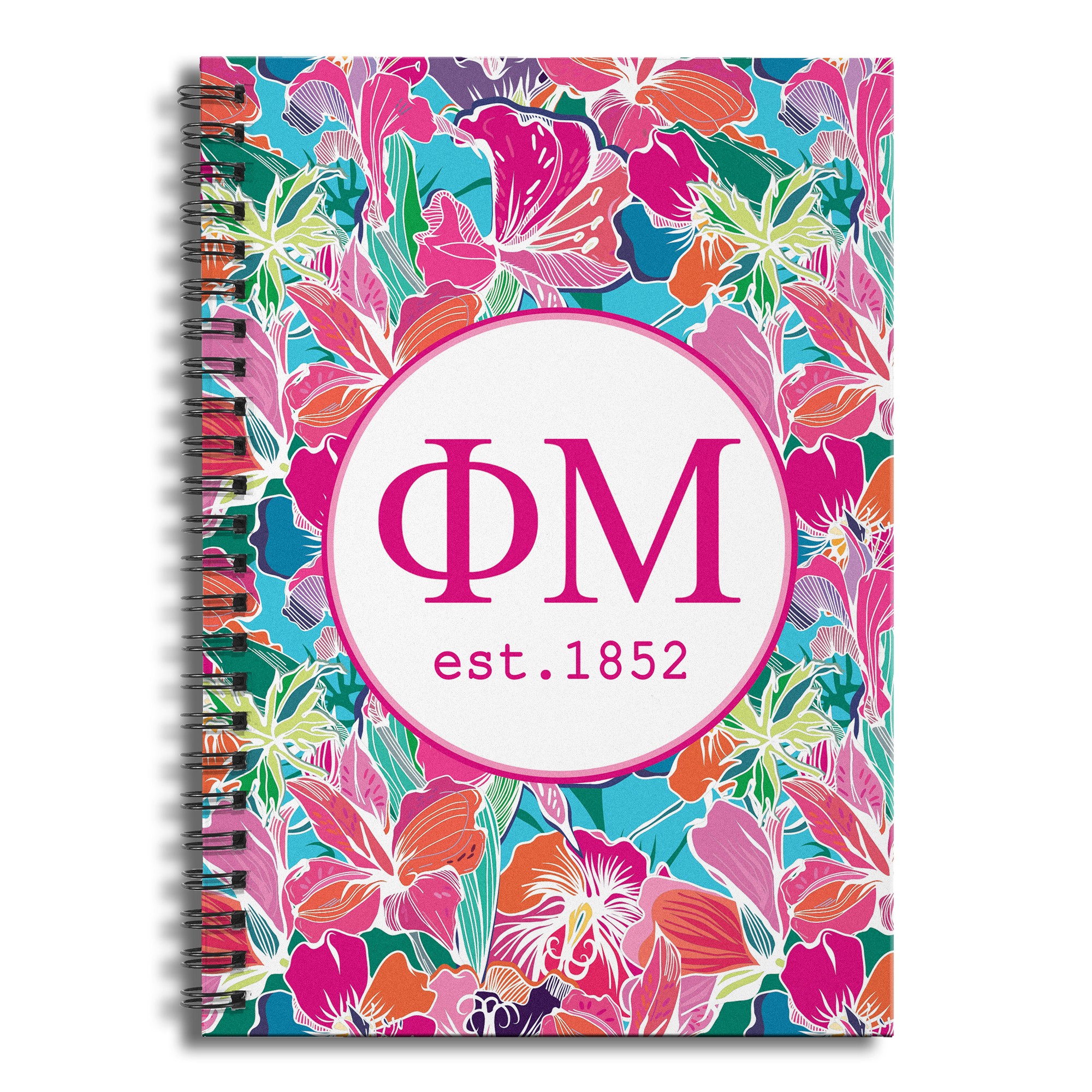 Phi Mu Bright Florals 6x8 Ruled Spiral Notebook