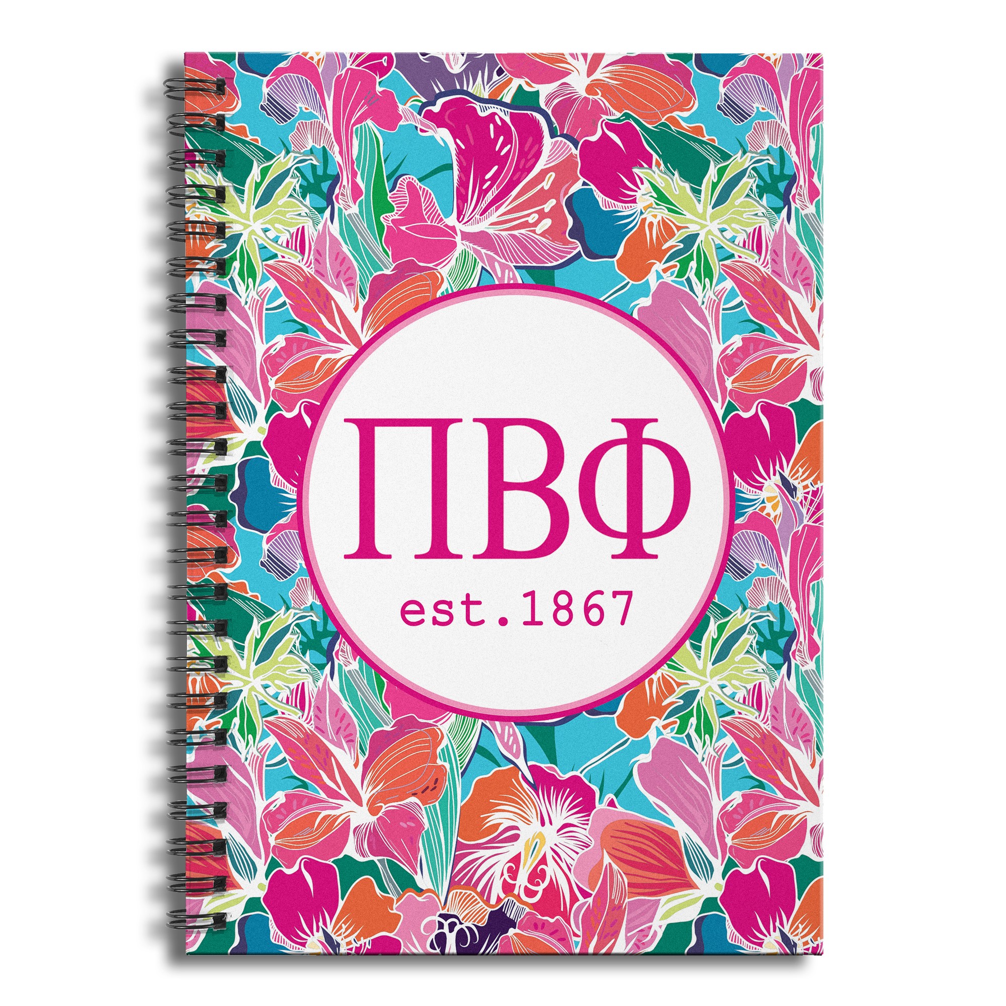 Pi Beta Phi Bright Florals 6x8 Ruled Spiral Notebook