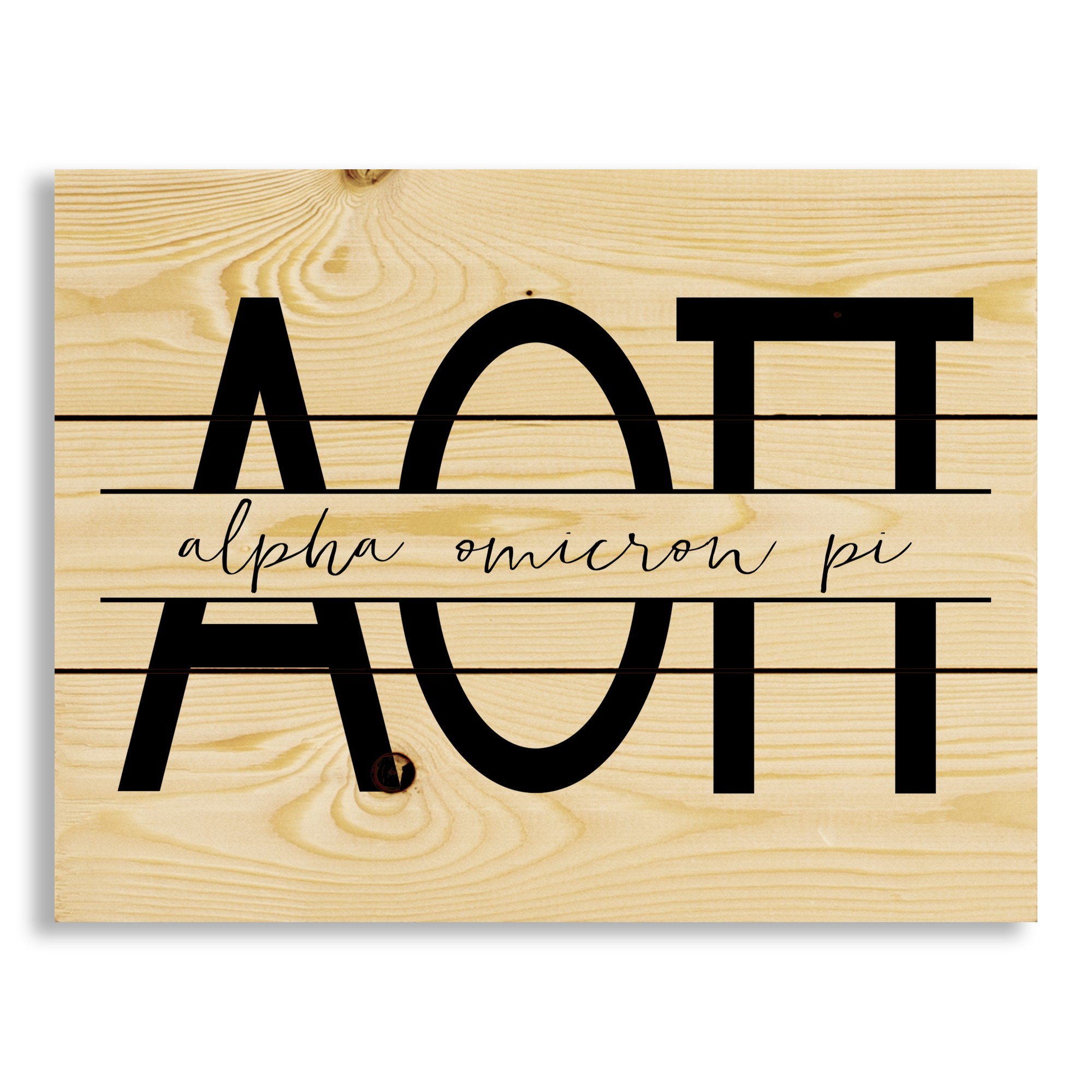 Alpha Omicron Pi Script 14x10.5 Pallet Wood Art