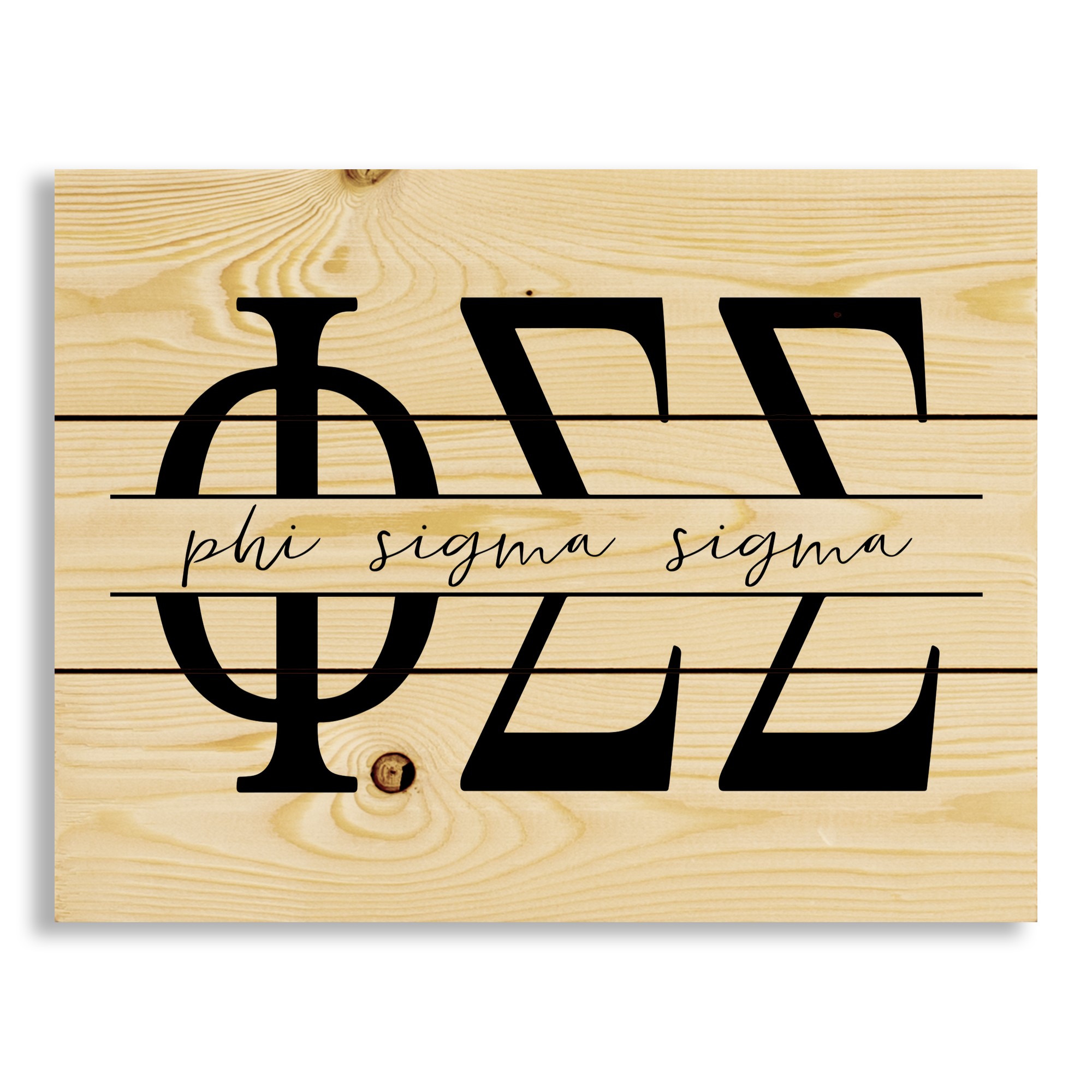 Phi Sigma Sigma Script 14x10.5 Pallet Wood Art