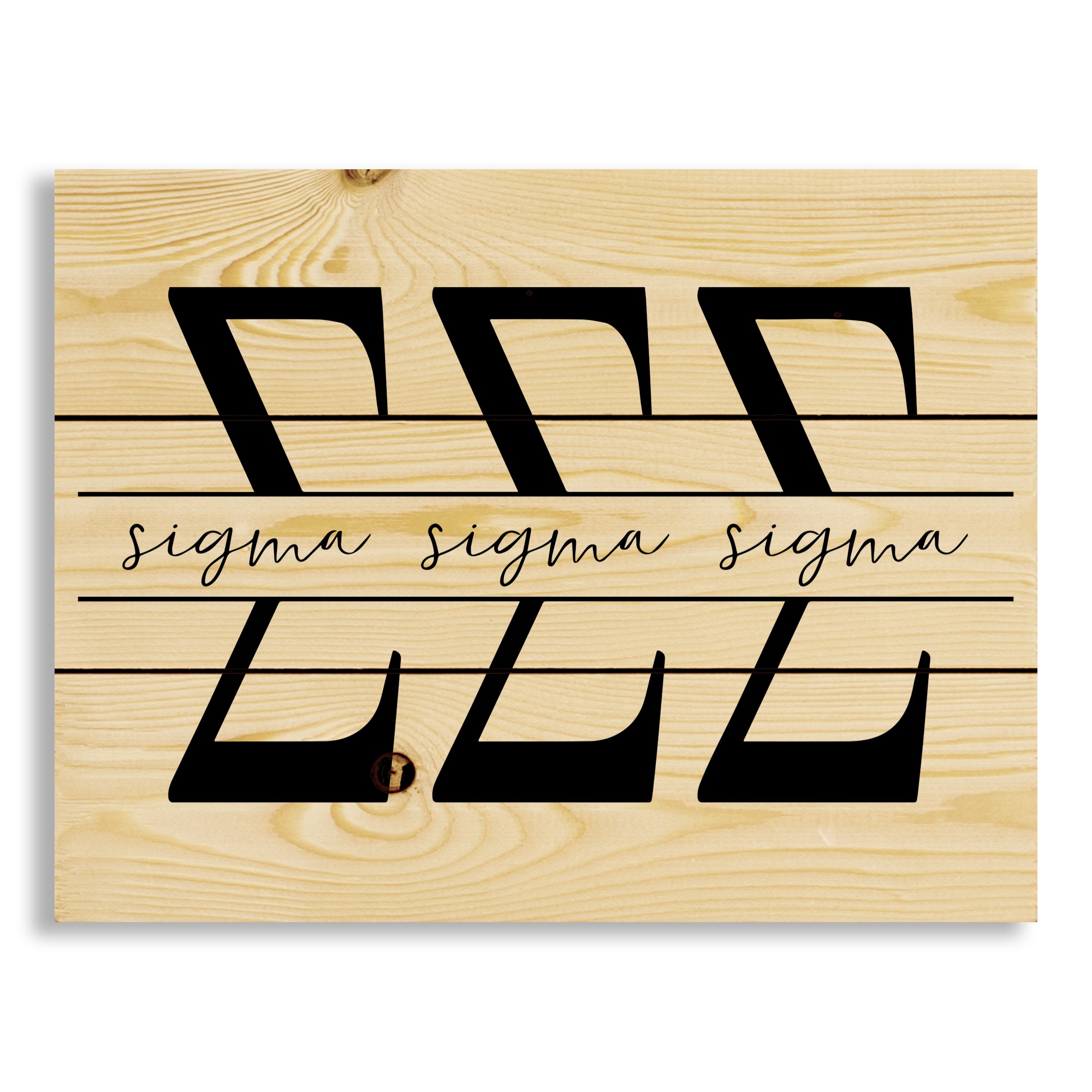 Sigma Sigma Sigma Script 14x10.5 Pallet Wood Art