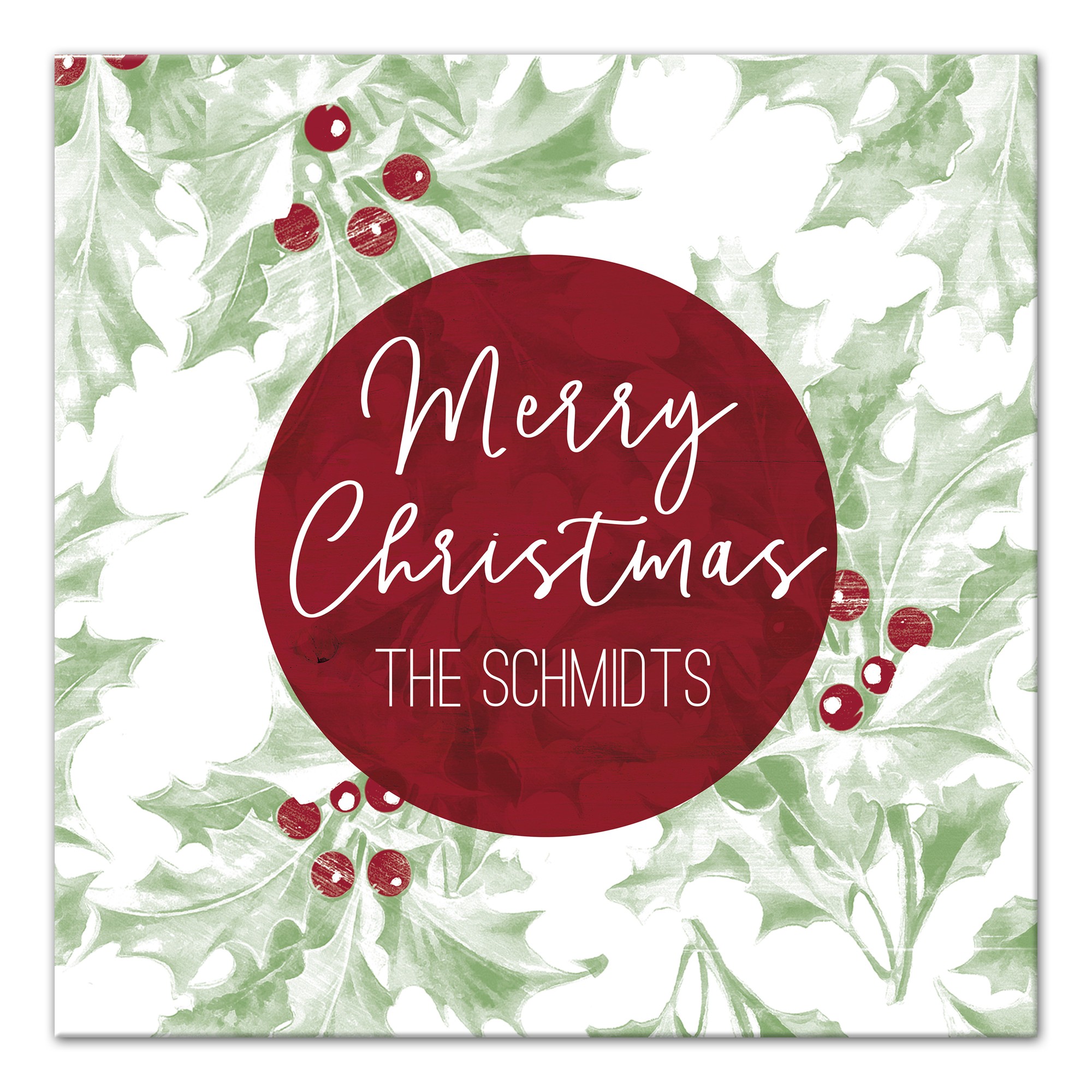 Watercolor Holly 20x20 Personalized Canvas Wall Art