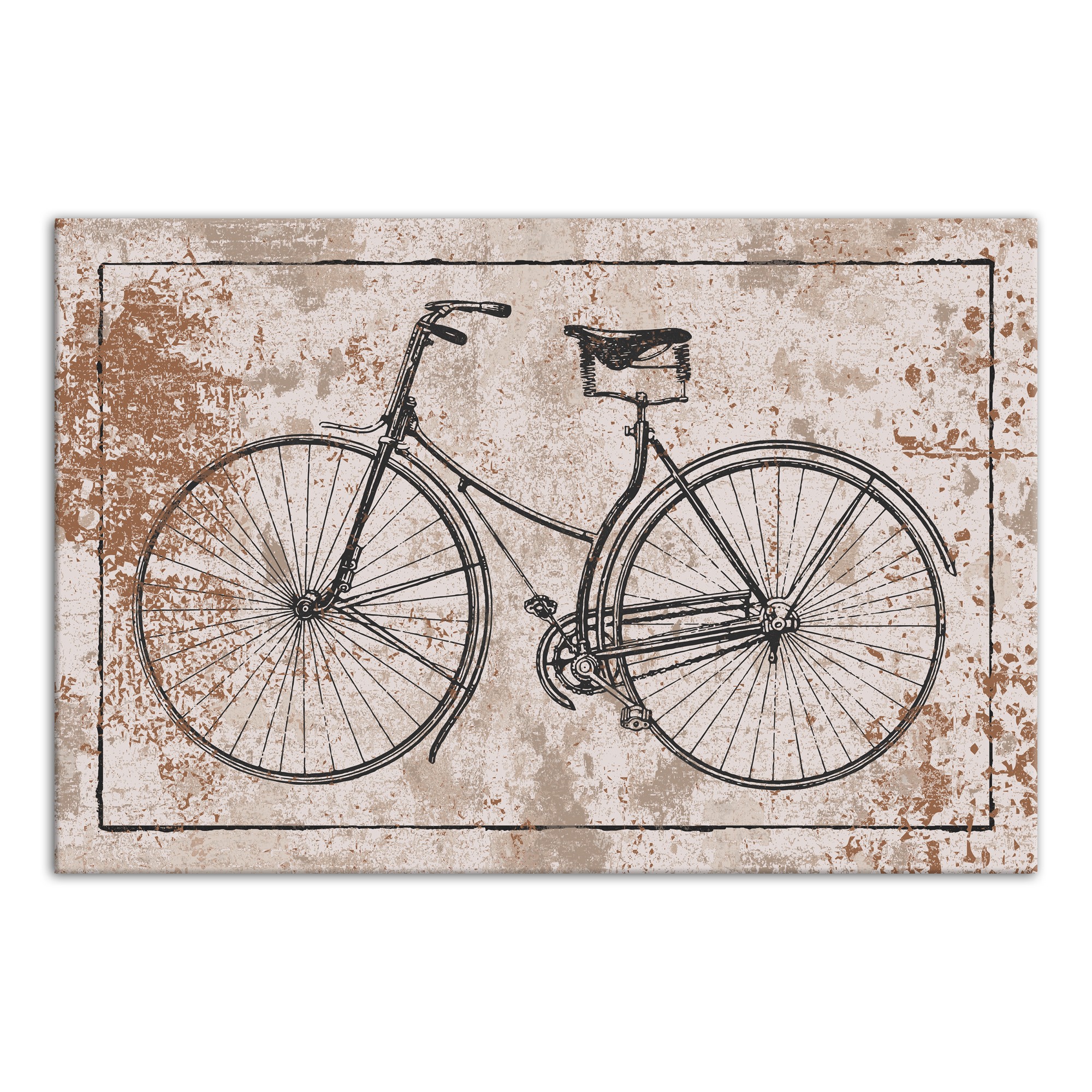 Black Vintage Bike on Spackle Beige 20x30 Canvas Wall Art