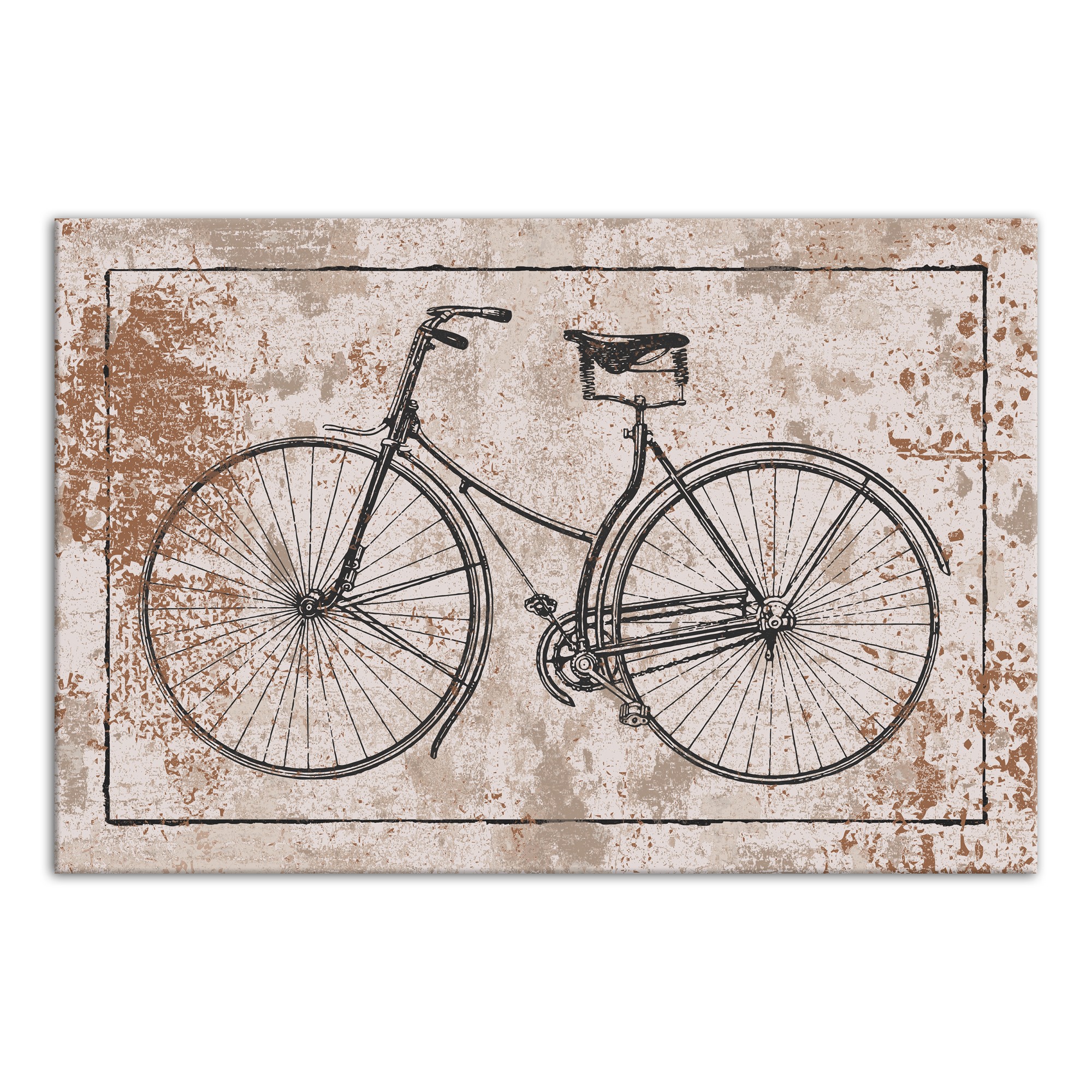 Black Vintage Bike on Spackle Beige 24x36 Canvas Wall Art