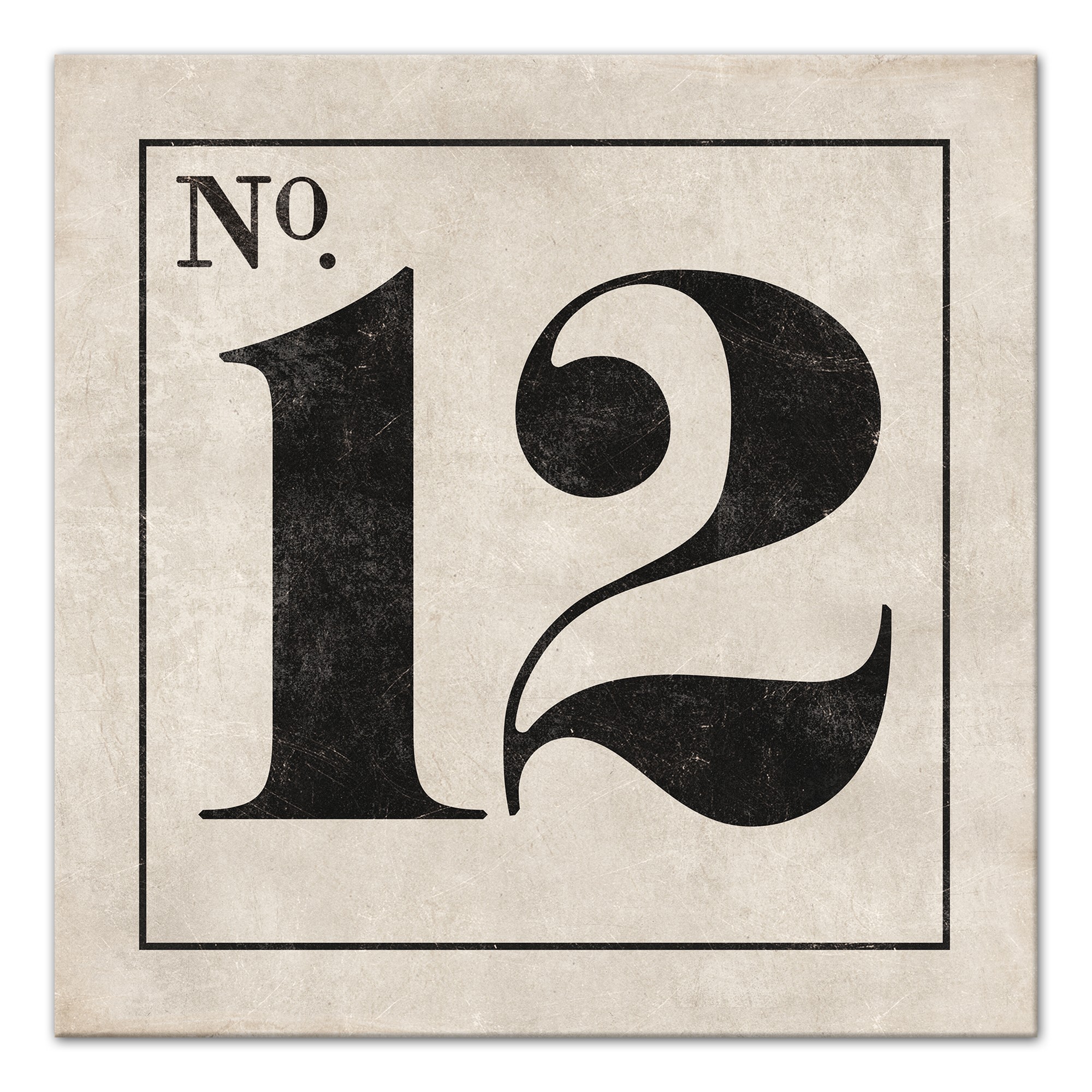 Vintage Number 12 Sign 24x24 Canvas Wall Art