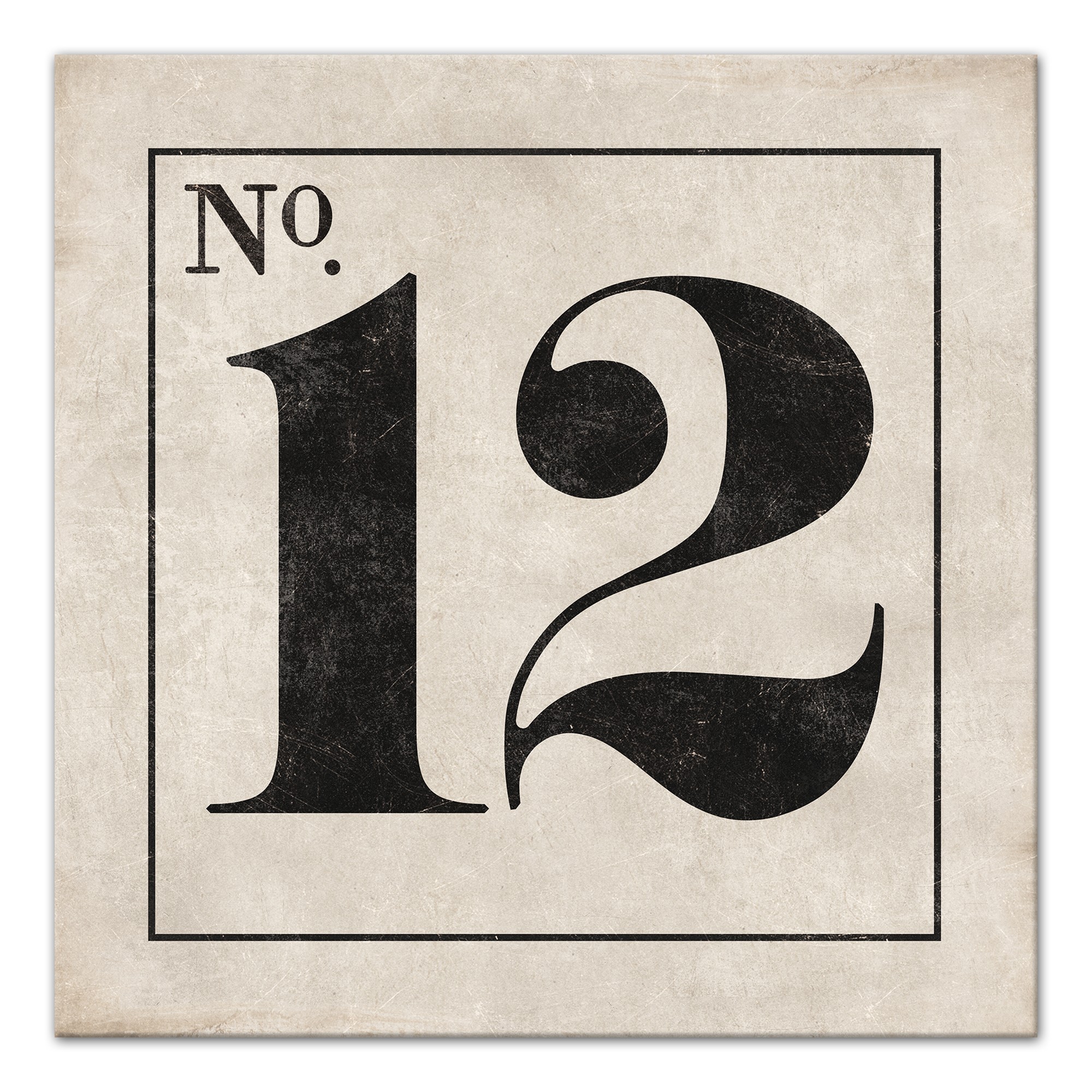 Vintage Number 12 Sign 30x30 Canvas Wall Art