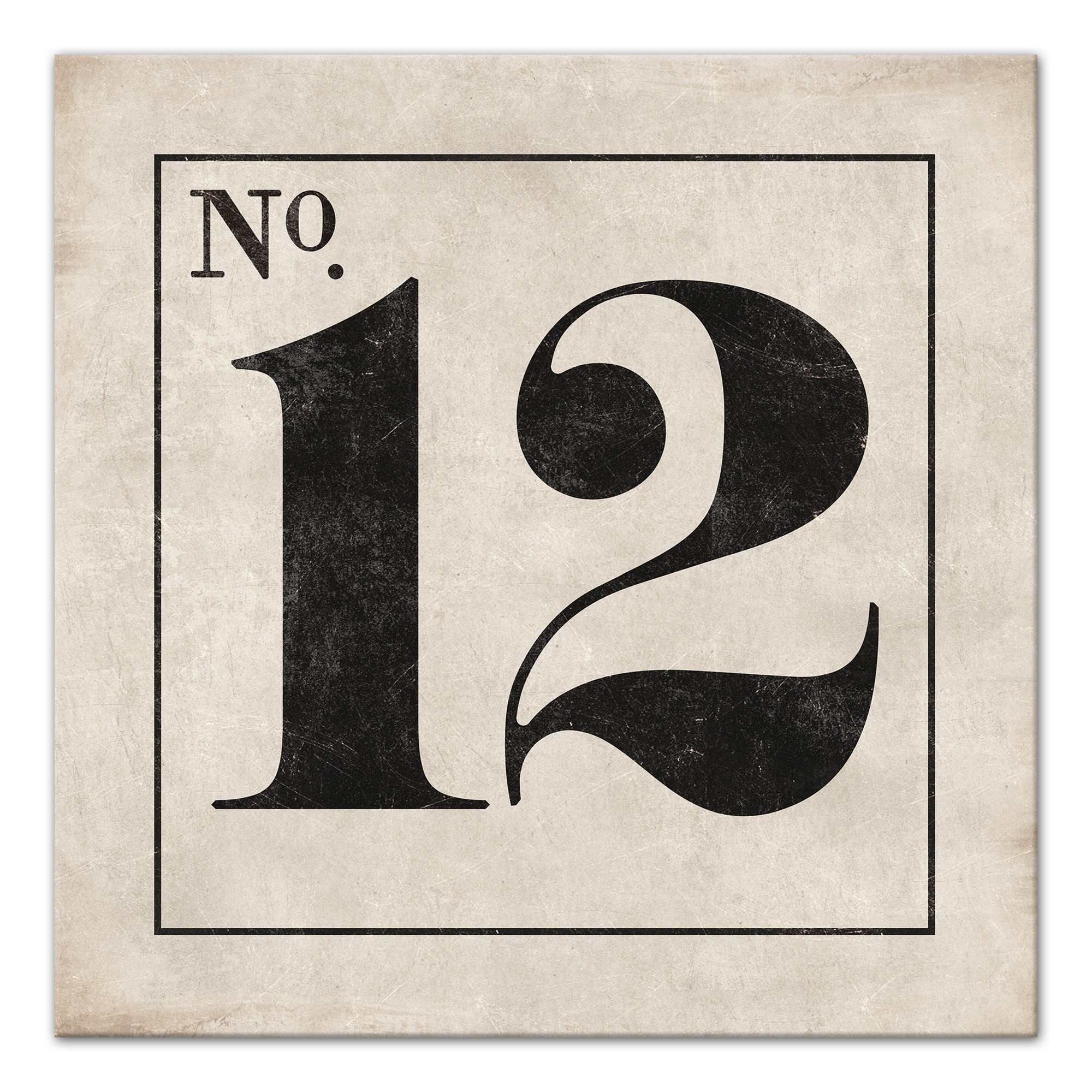Vintage Number 12 Sign 36x36 Canvas Wall Art