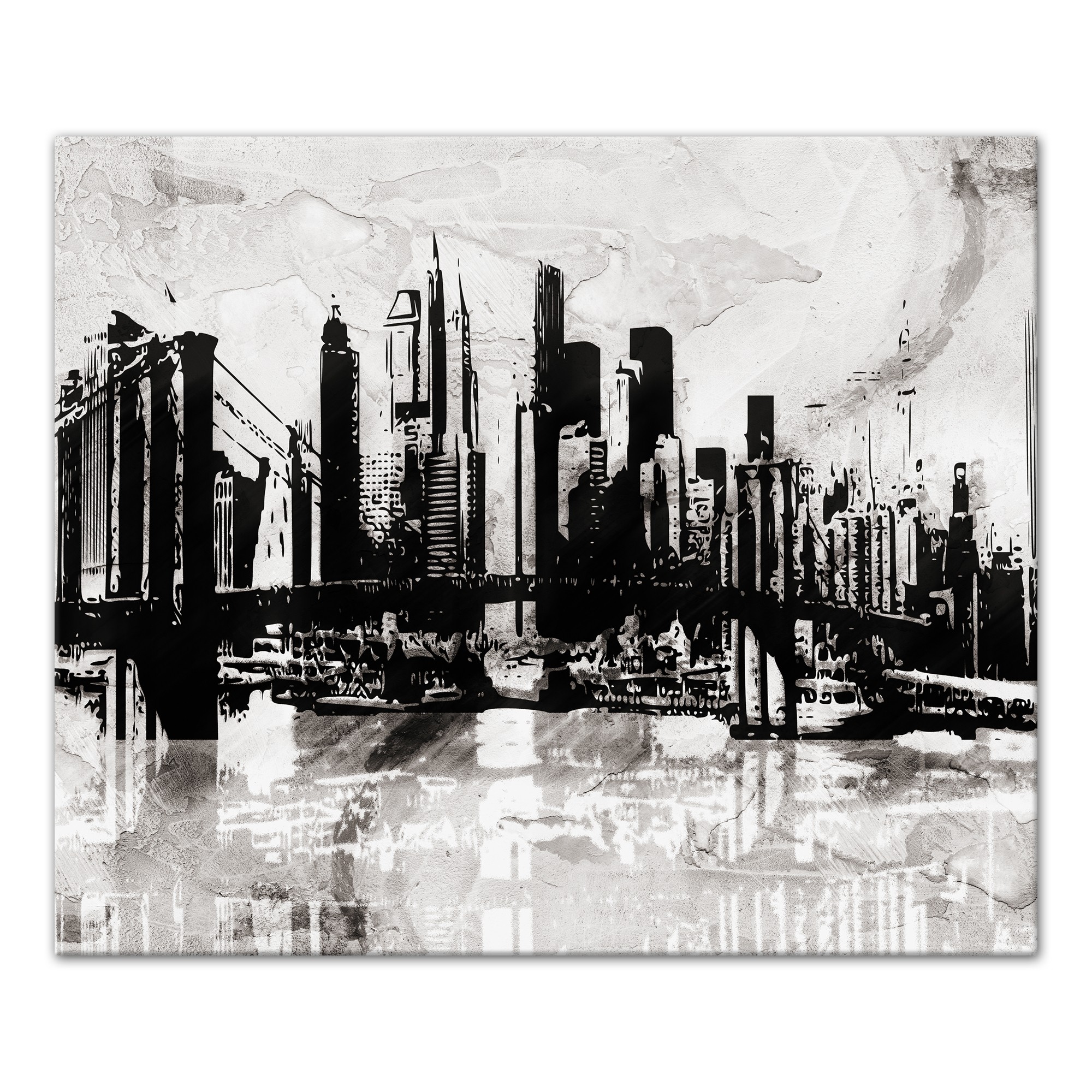 Black and White Graffiti City Skyline 20x24 Canvas Wall Art