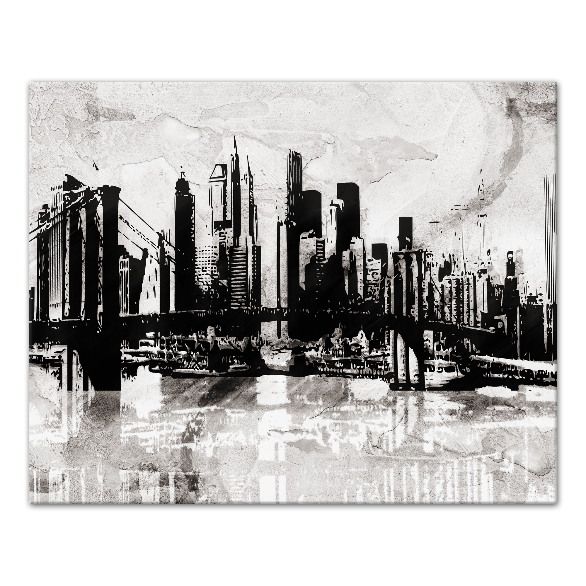Black and White Graffiti City Skyline 24x30 Canvas Wall Art