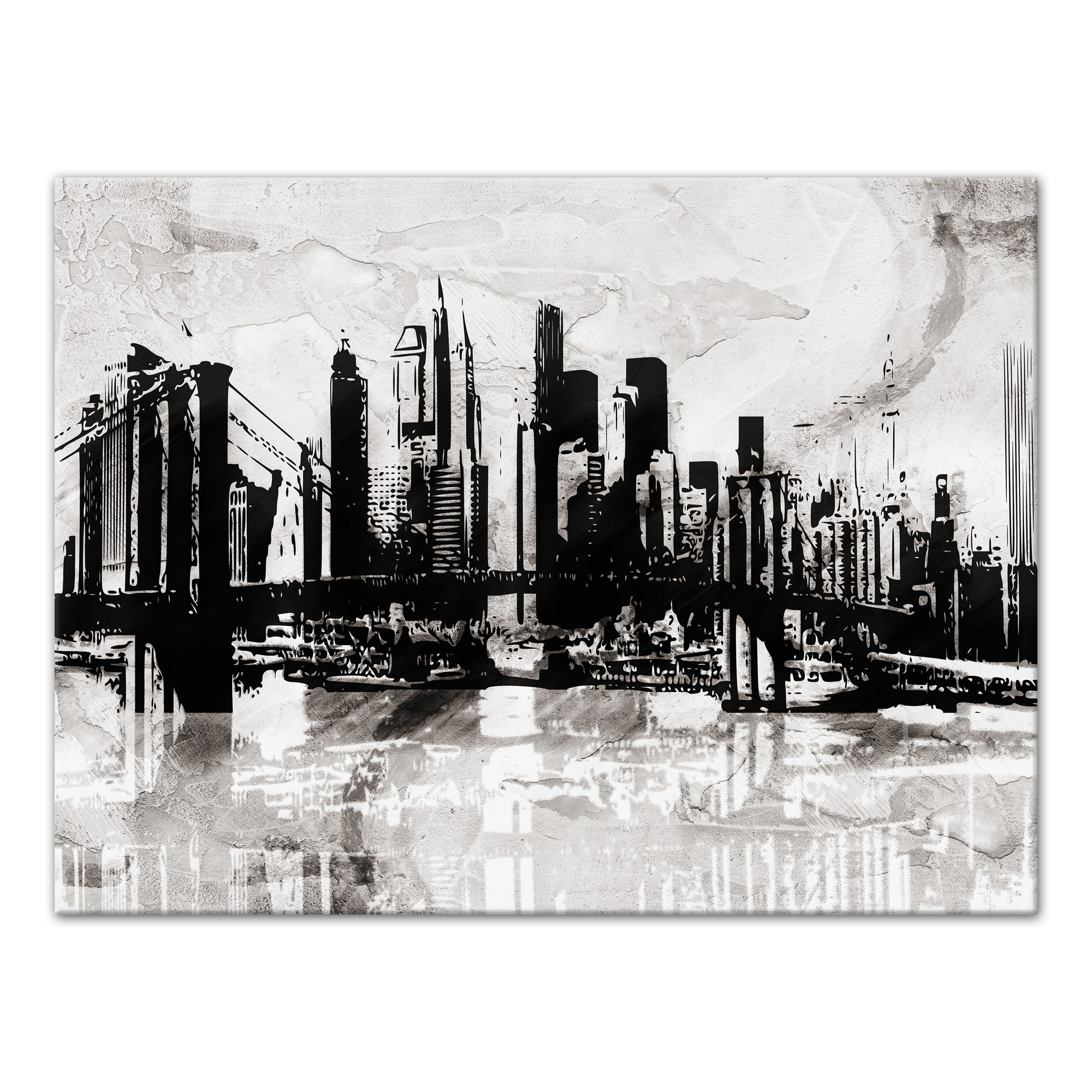 Black and White Graffiti City Skyline 30x40 Canvas Wall Art