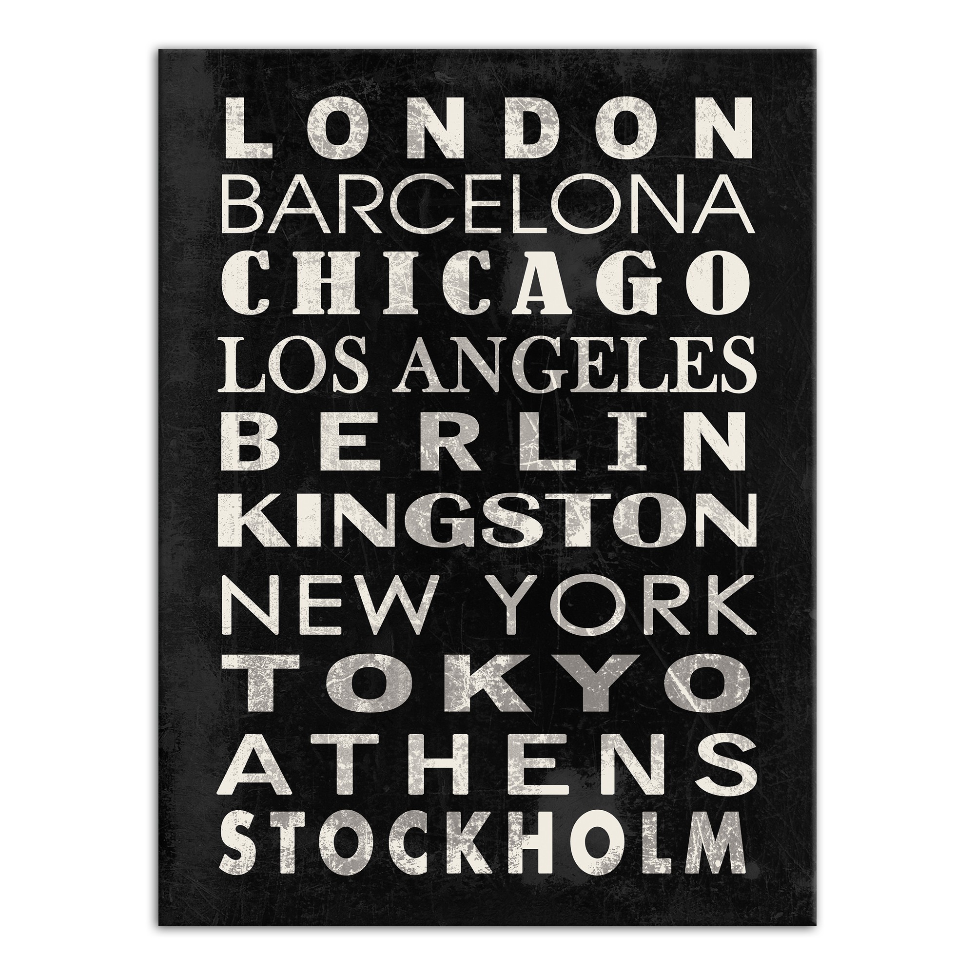 Major City Names 30x40 Canvas Wall Art