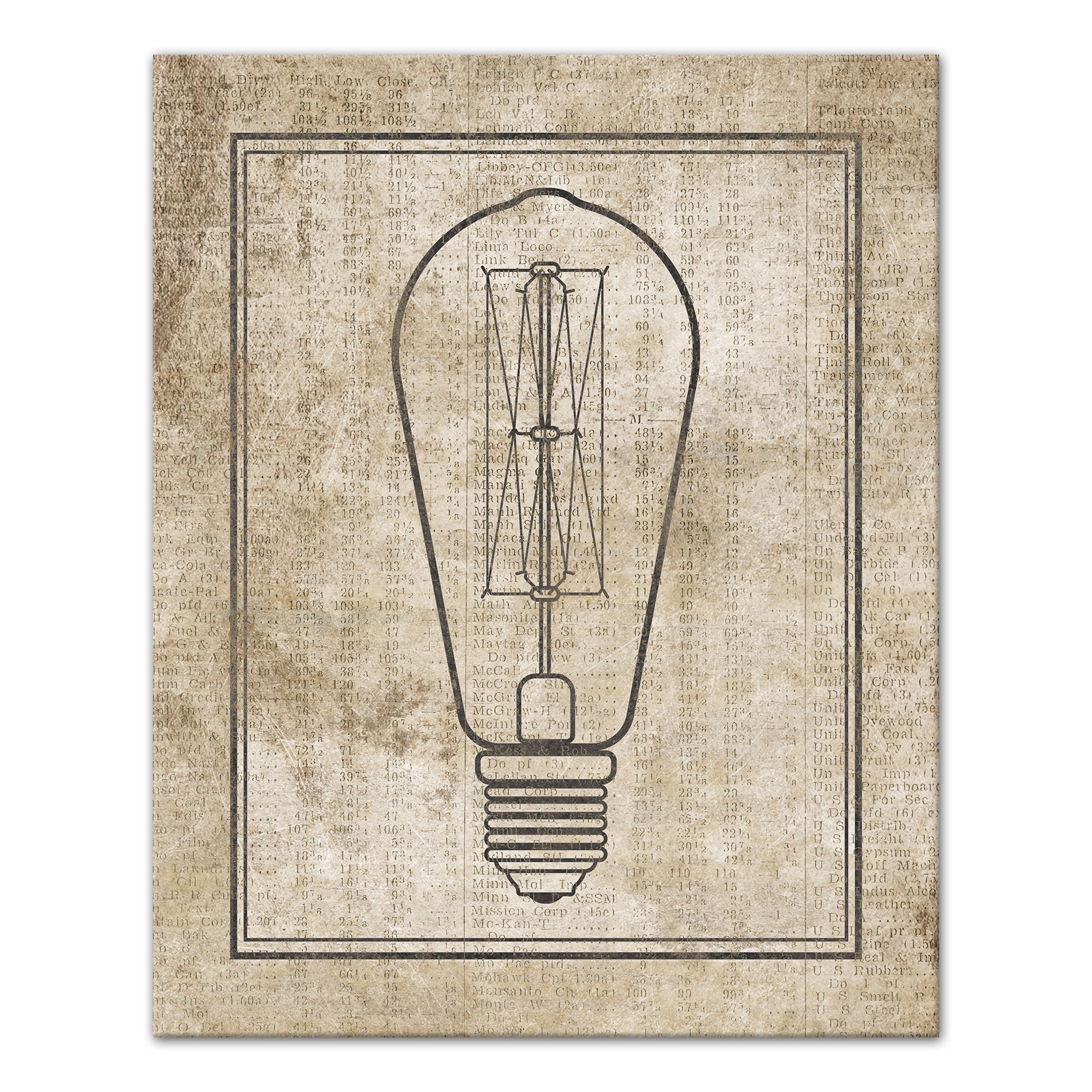 Edison Bulb on Distressed Background 24x30 Canvas Wall Art