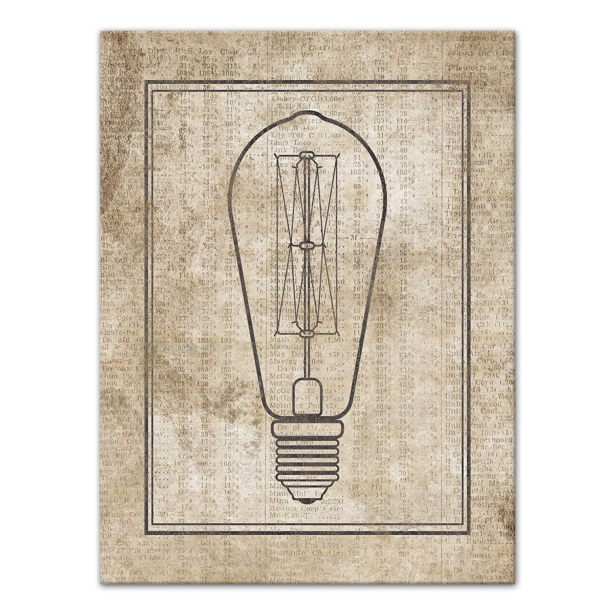 Edison Bulb on Distressed Background 30x40 Canvas Wall Art