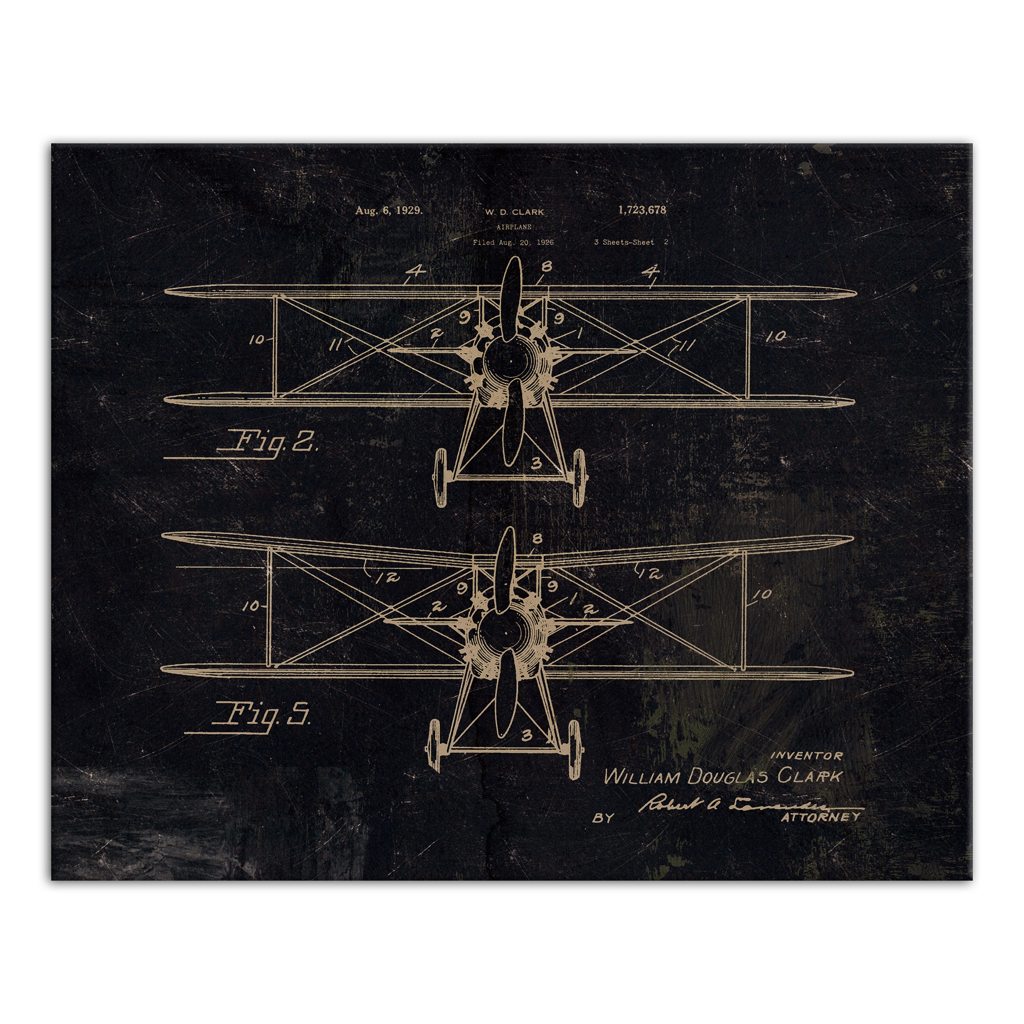 Vintage Airplane Patent 24x30 Canvas Wall Art