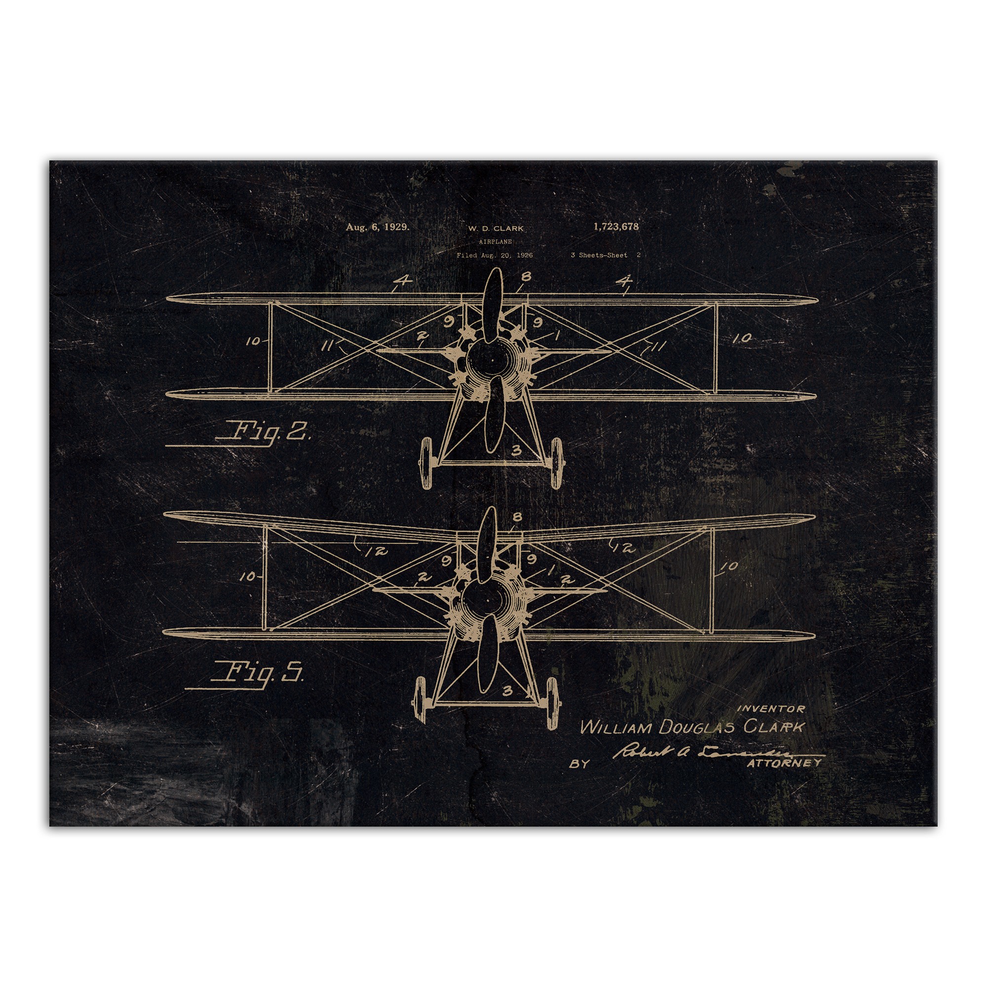 Vintage Airplane Patent 30x40 Canvas Wall Art