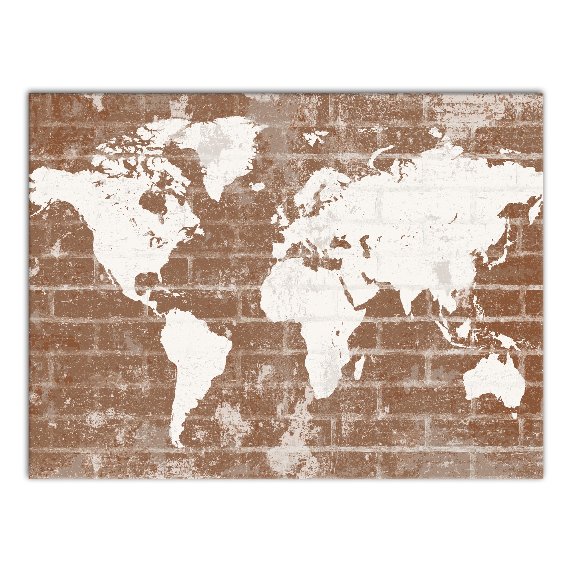 World Map on Distressed Brick 30x40 Canvas Wall Art