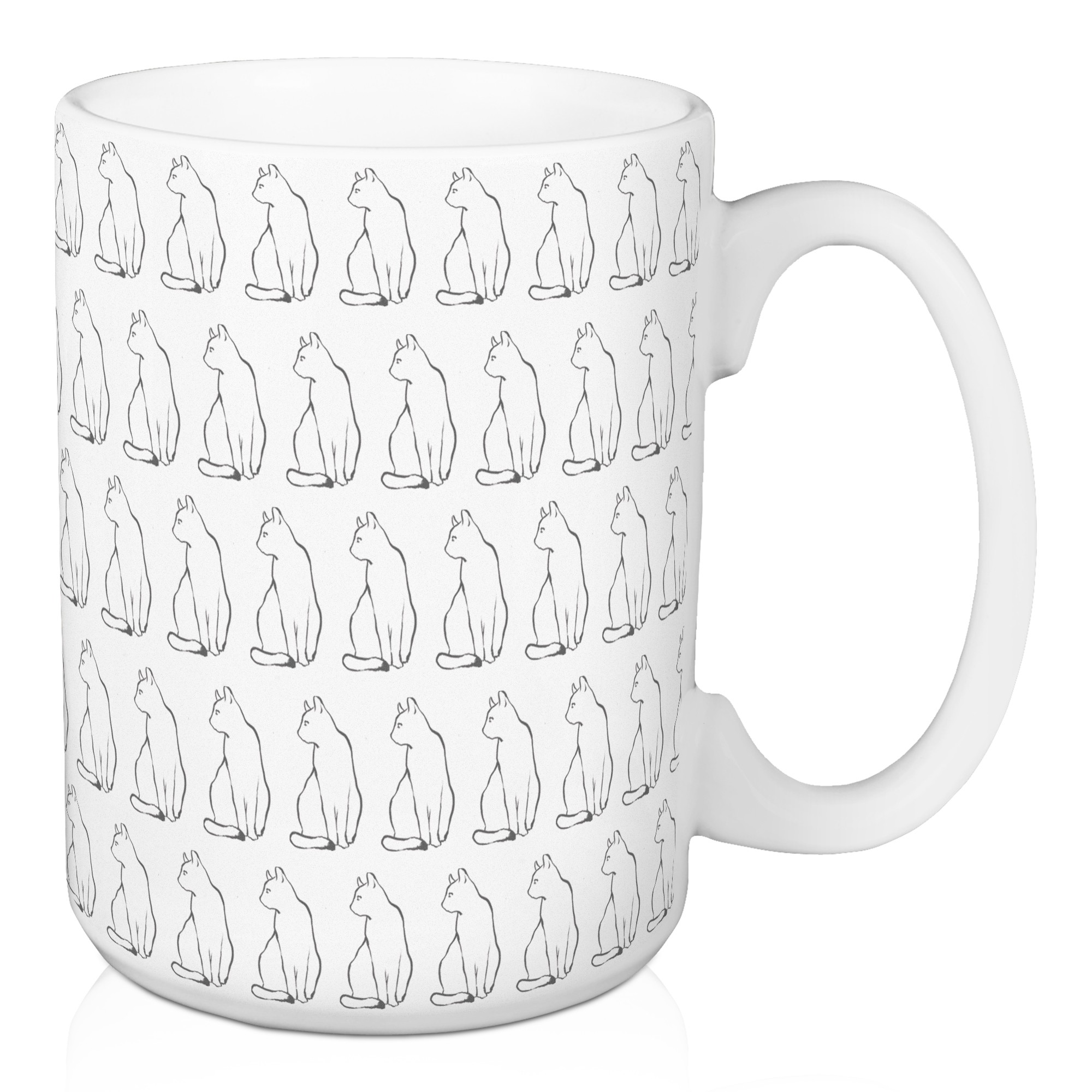 Cat Sketch Pattern 15 oz Mug