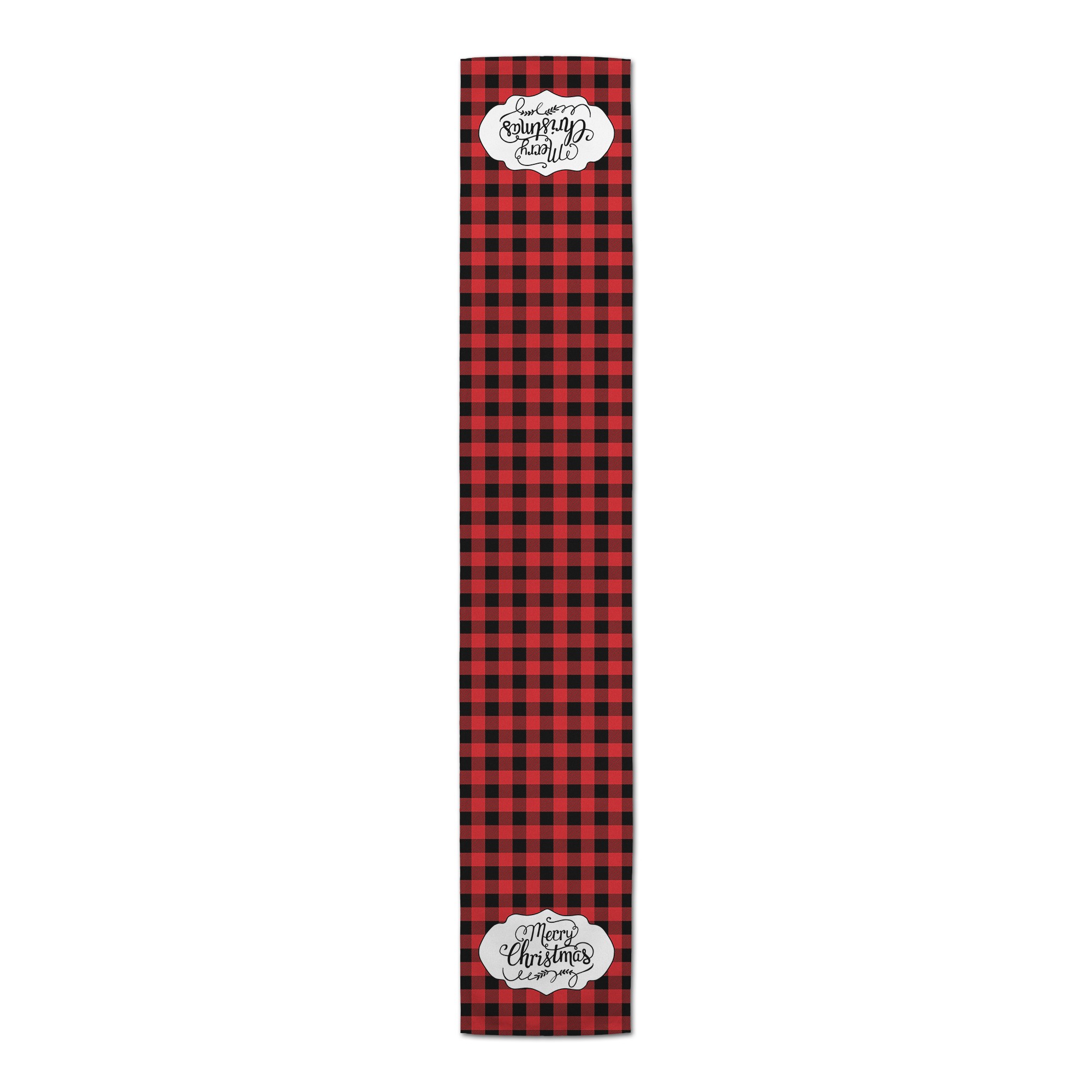 Merry Christmas Red Black Buffalo Check Runner