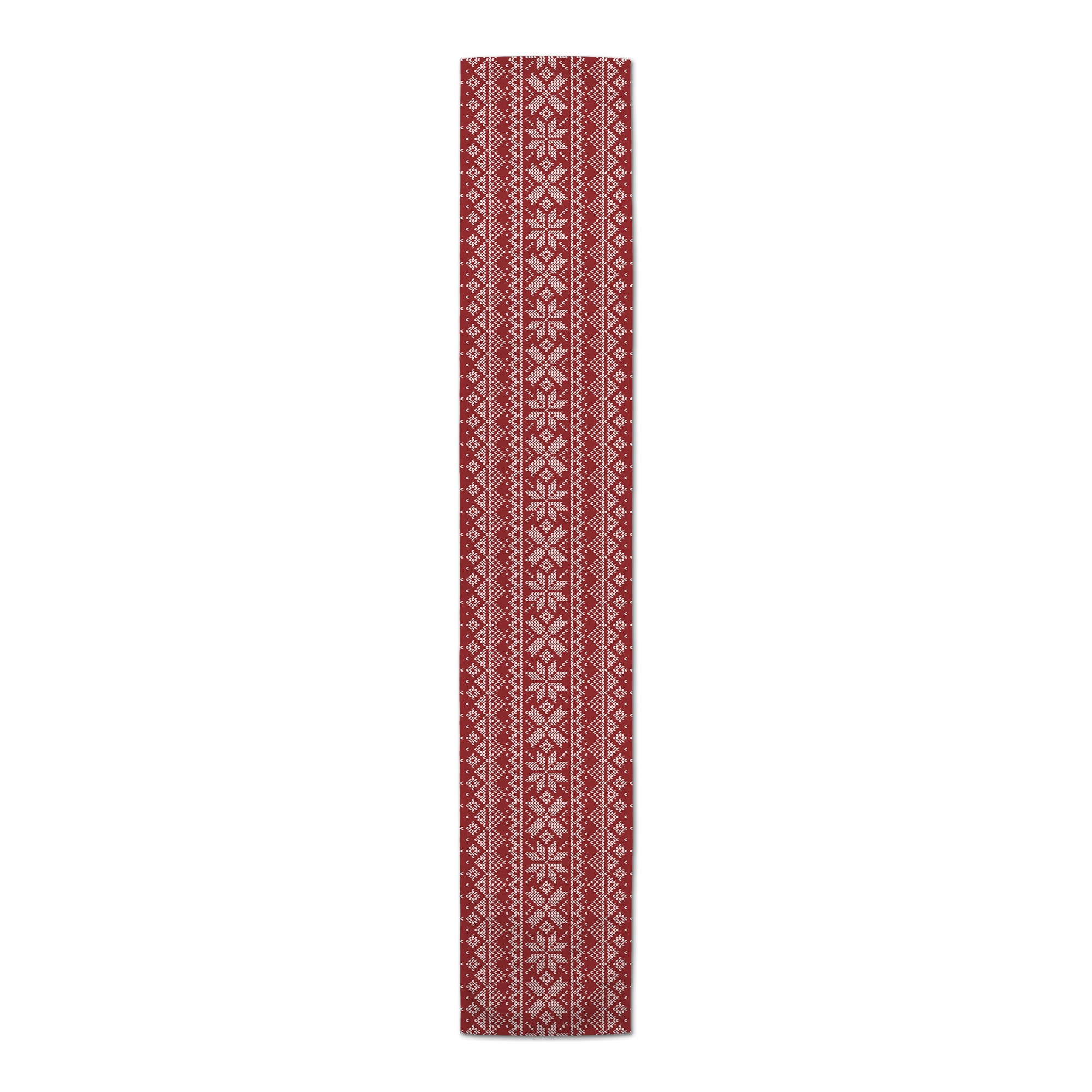Red Knitted Snowflake Pattern Runner
